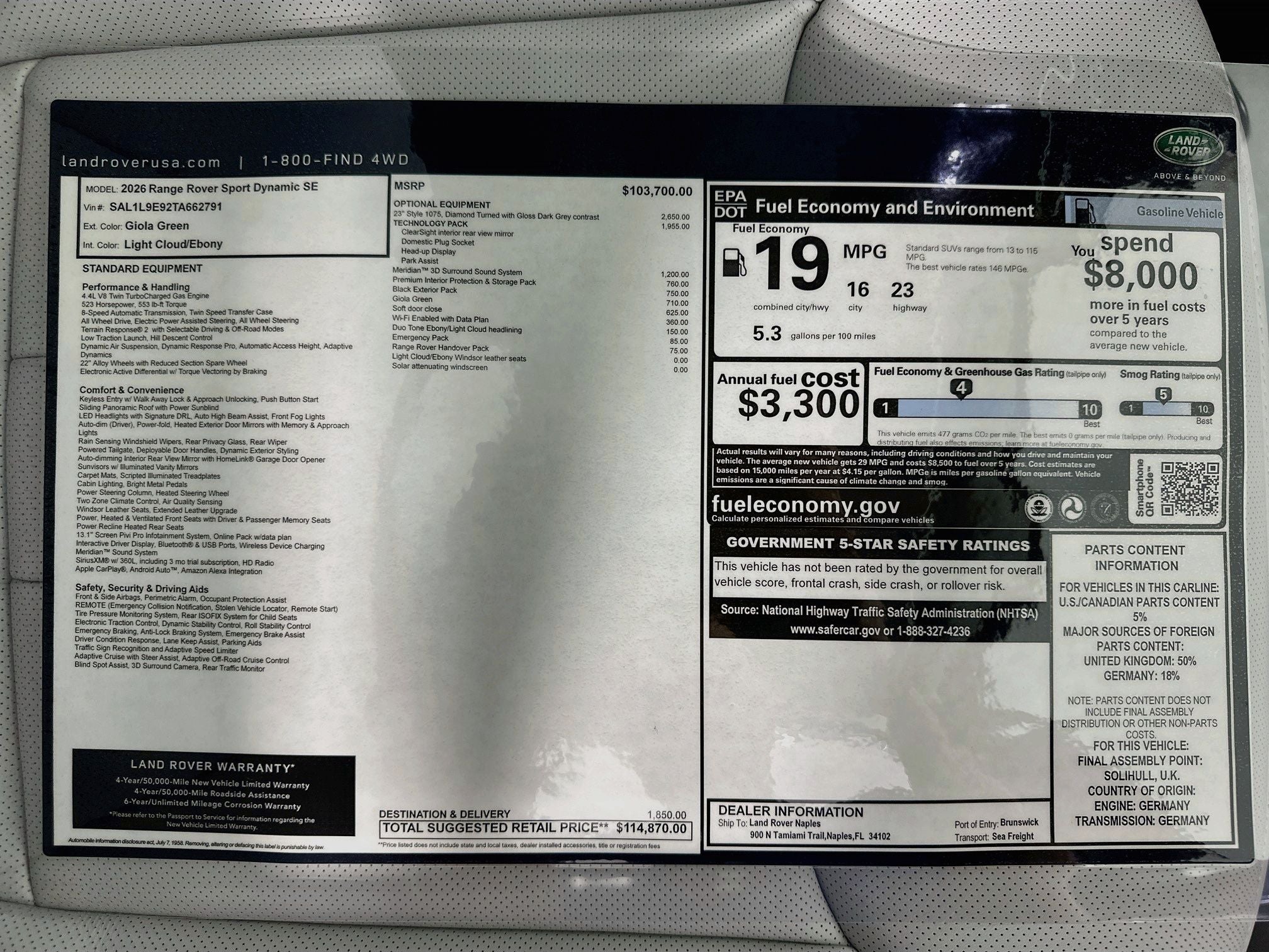 2026 Land Rover Range Rover Sport Dynamic SE