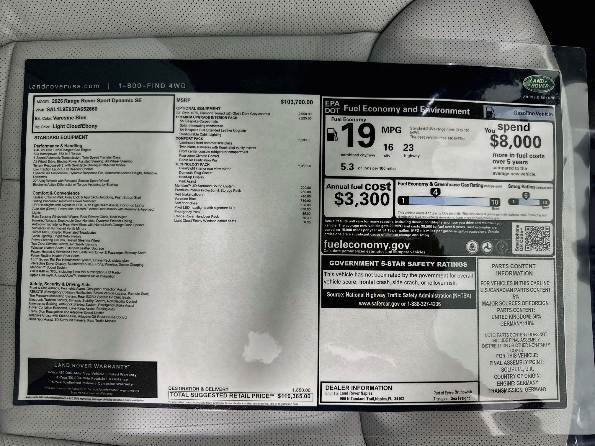 2026 Land Rover Range Rover Sport Dynamic SE