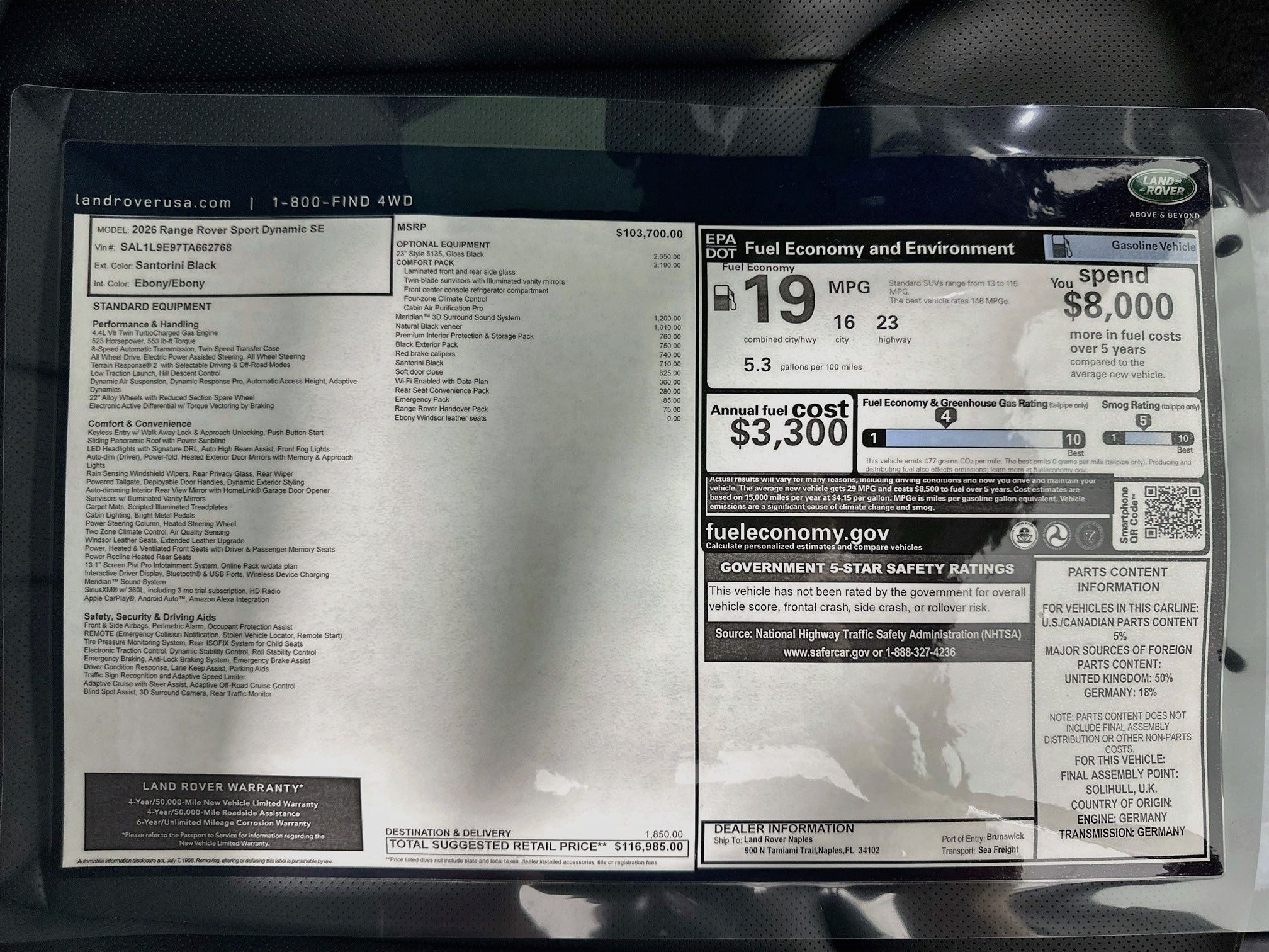 2026 Land Rover Range Rover Sport Dynamic SE