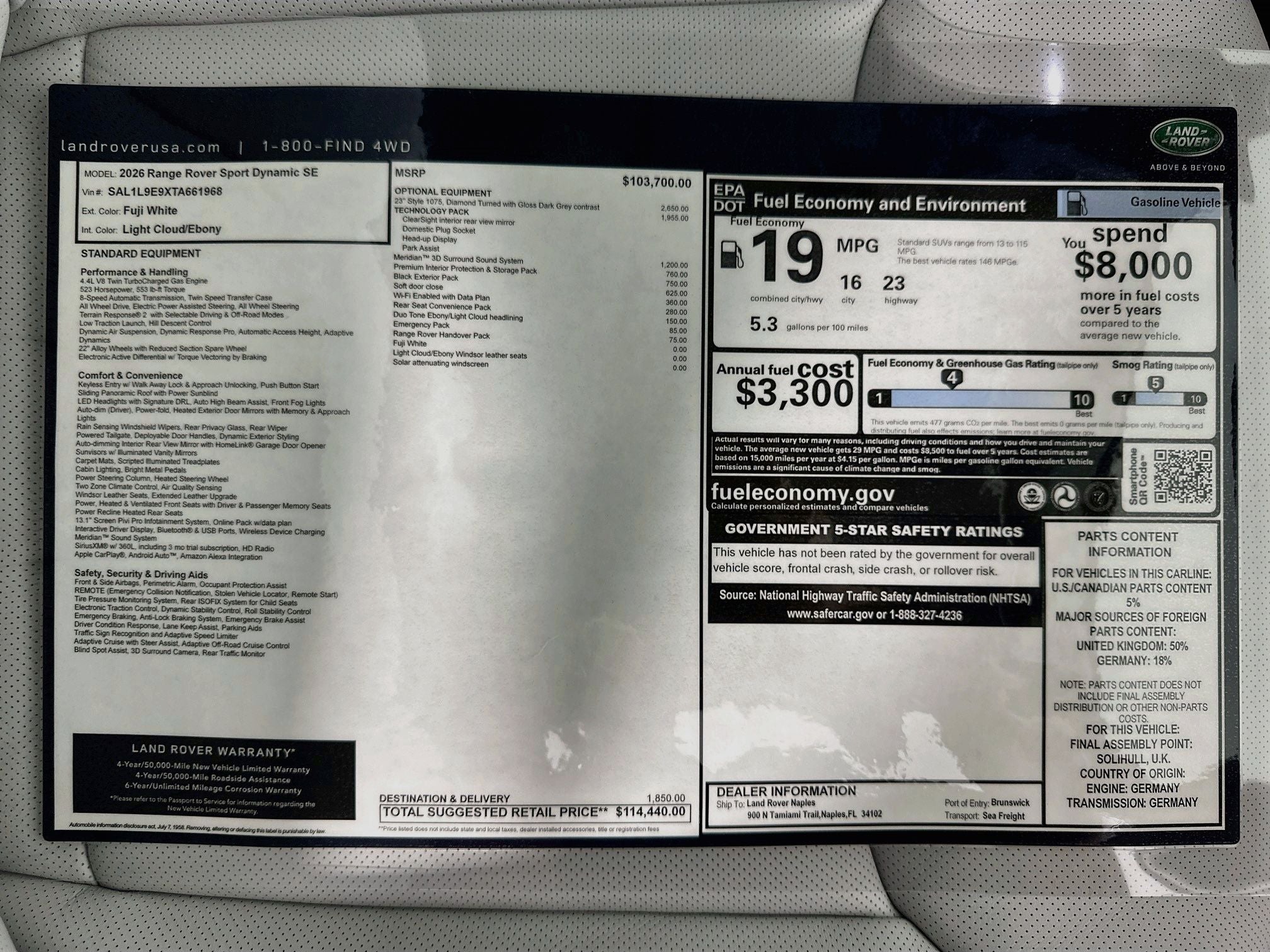 2026 Land Rover Range Rover Sport Dynamic SE