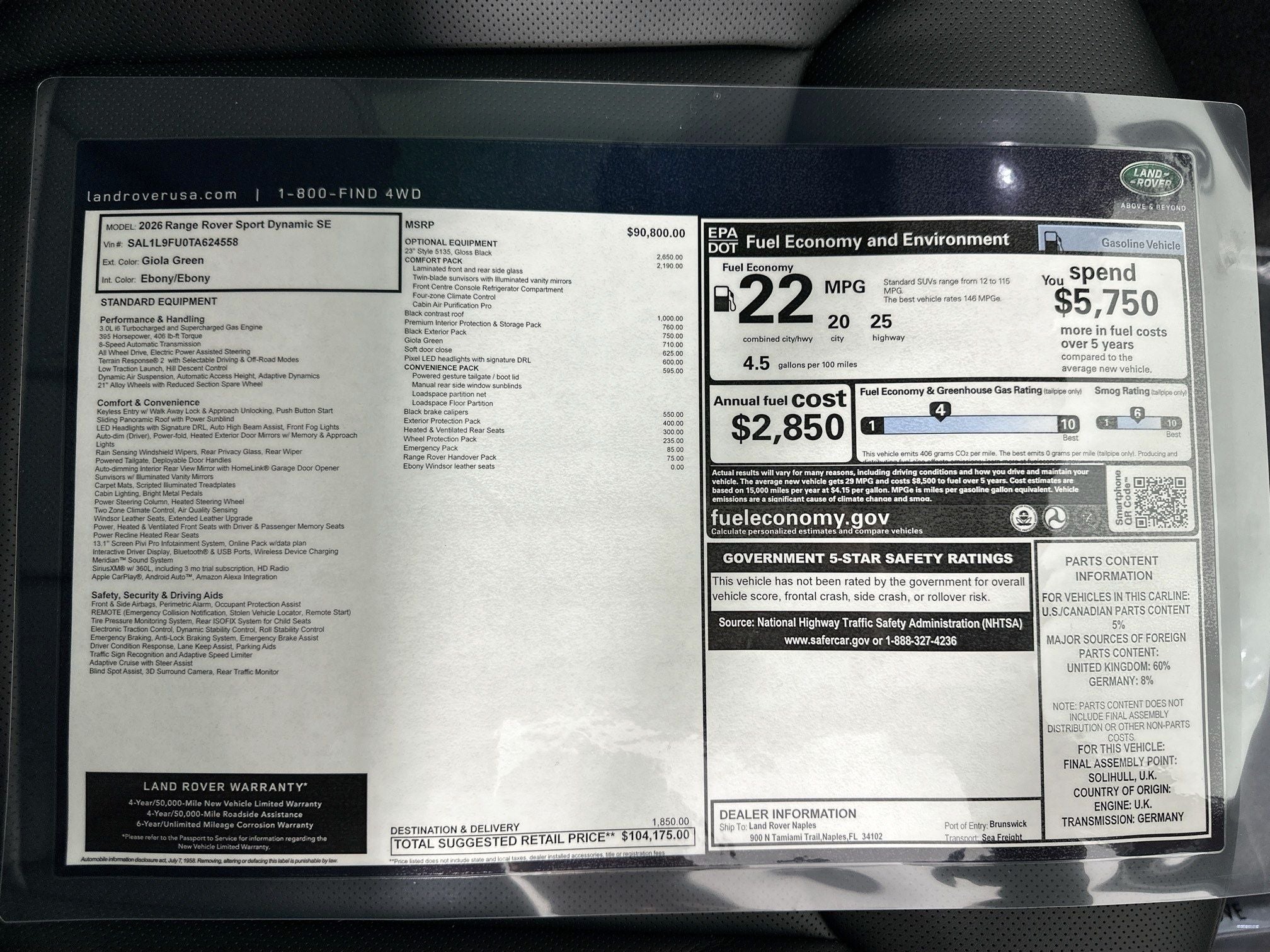 2026 Land Rover Range Rover Sport Dynamic SE