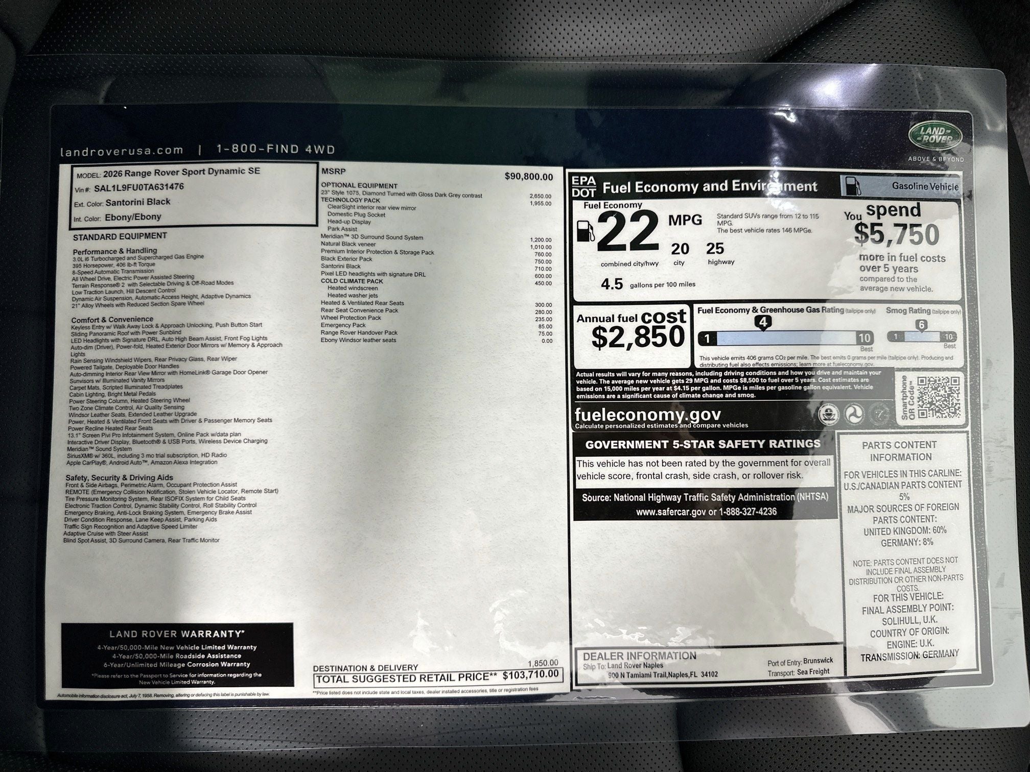 2026 Land Rover Range Rover Sport Dynamic SE