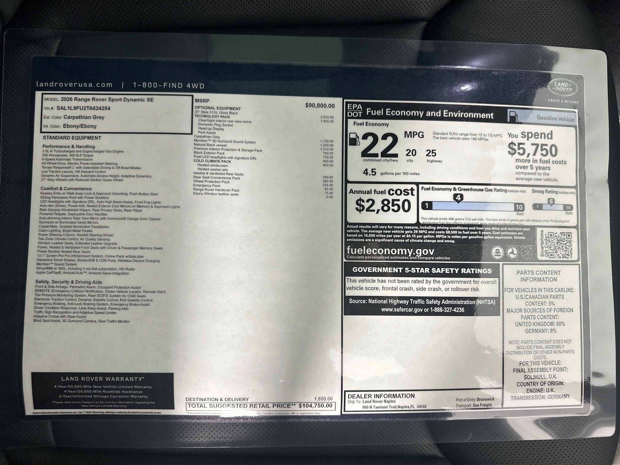 2026 Land Rover Range Rover Sport Dynamic SE