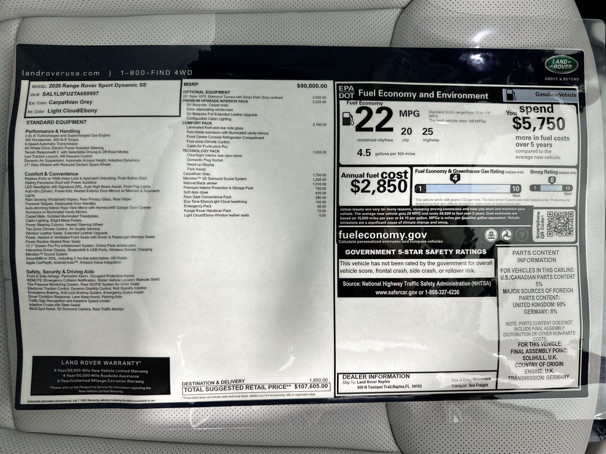 2026 Land Rover Range Rover Sport Dynamic SE