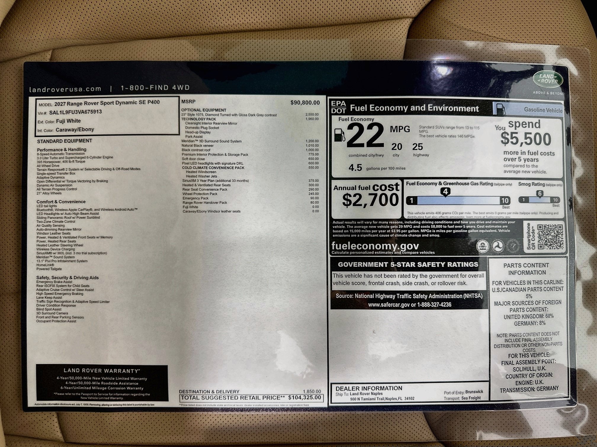 2027 Land Rover Range Rover Sport Dynamic SE