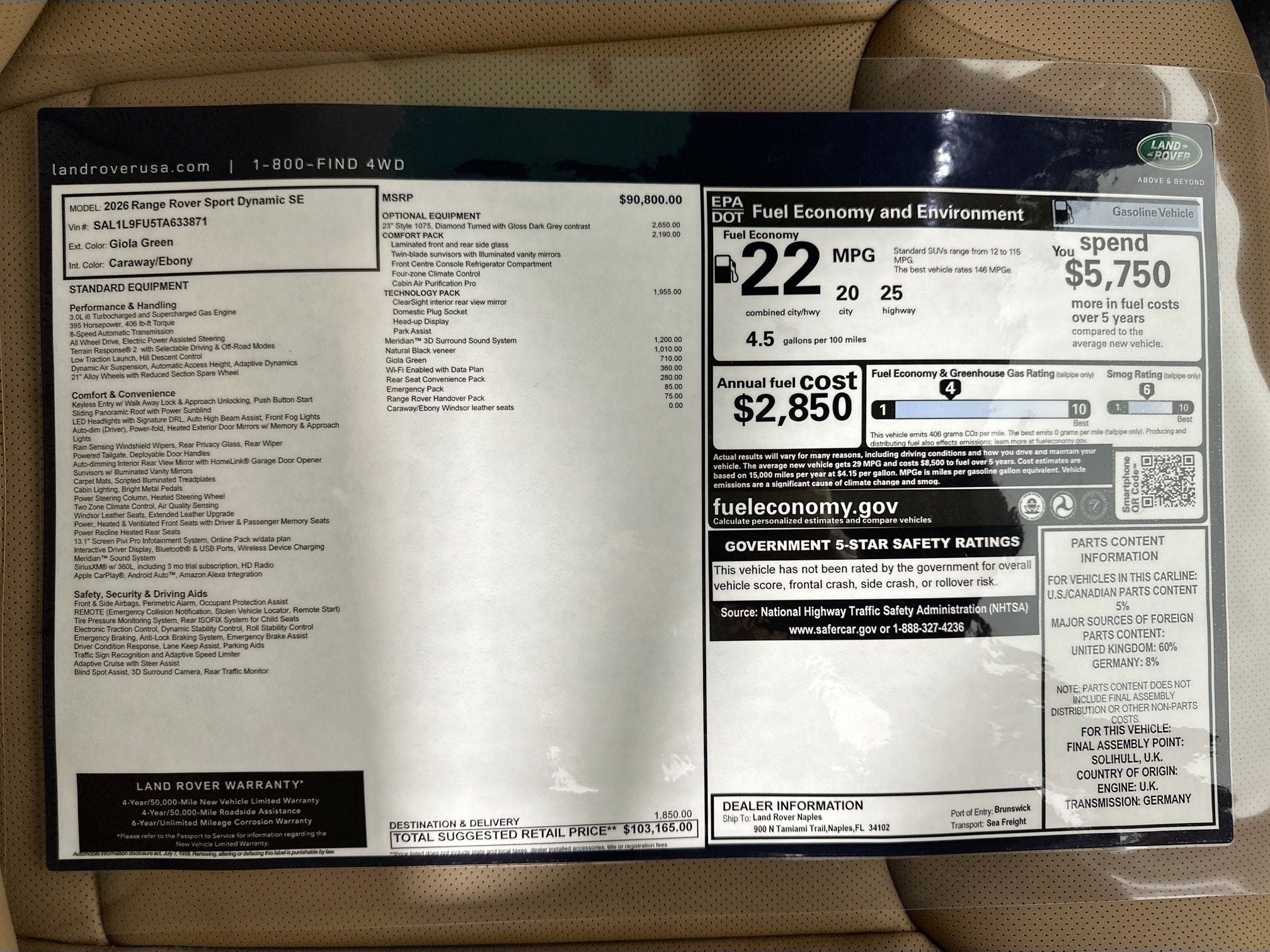 2026 Land Rover Range Rover Sport Dynamic SE