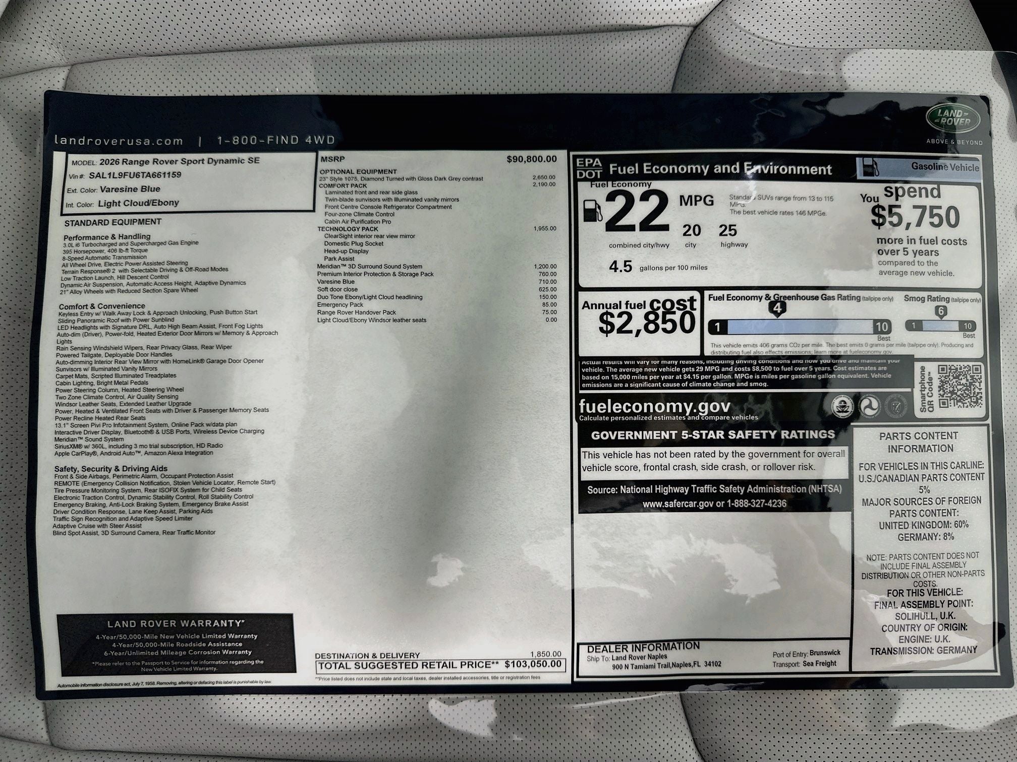 2026 Land Rover Range Rover Sport Dynamic SE
