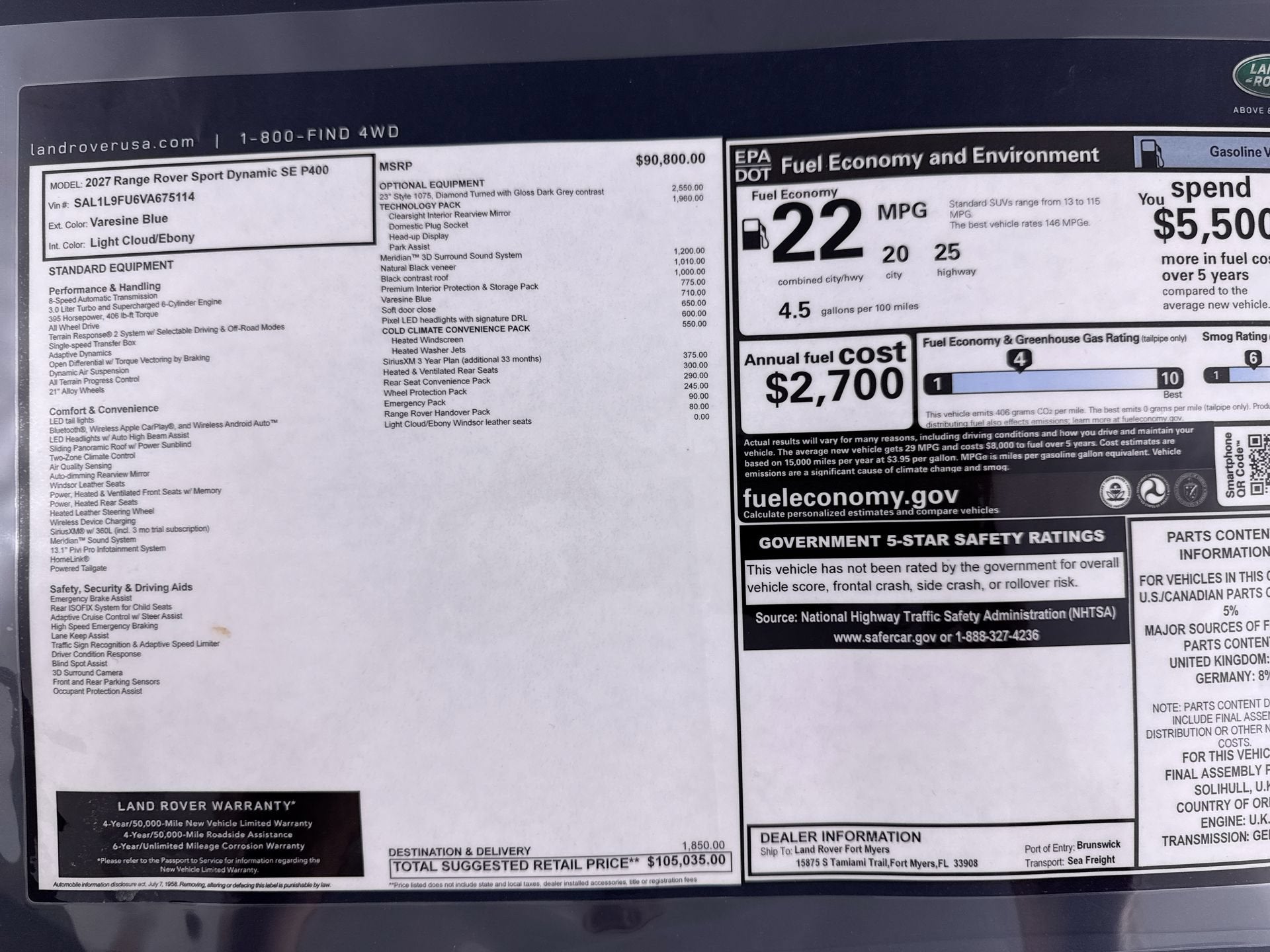 2027 Land Rover Range Rover Sport Dynamic SE