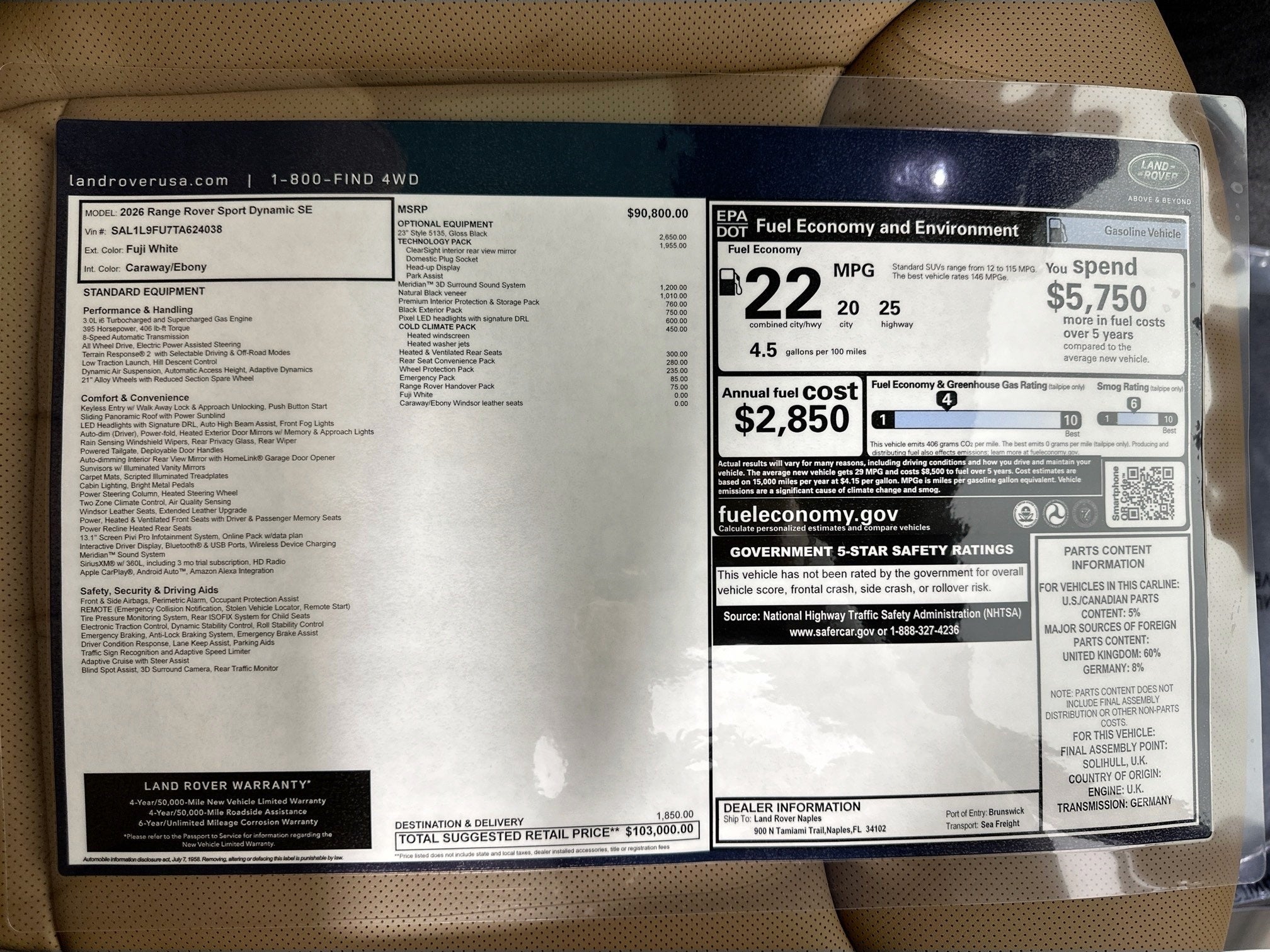 2026 Land Rover Range Rover Sport Dynamic SE