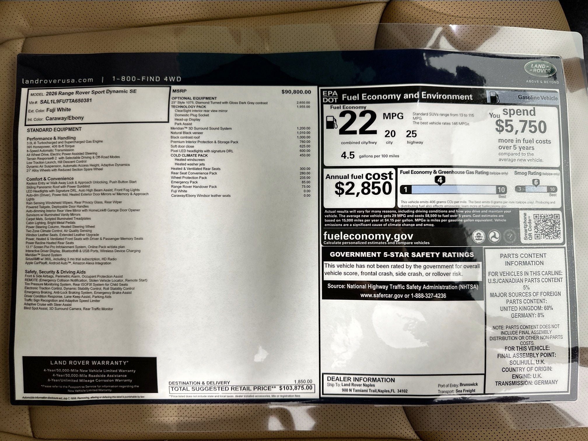 2026 Land Rover Range Rover Sport Dynamic SE