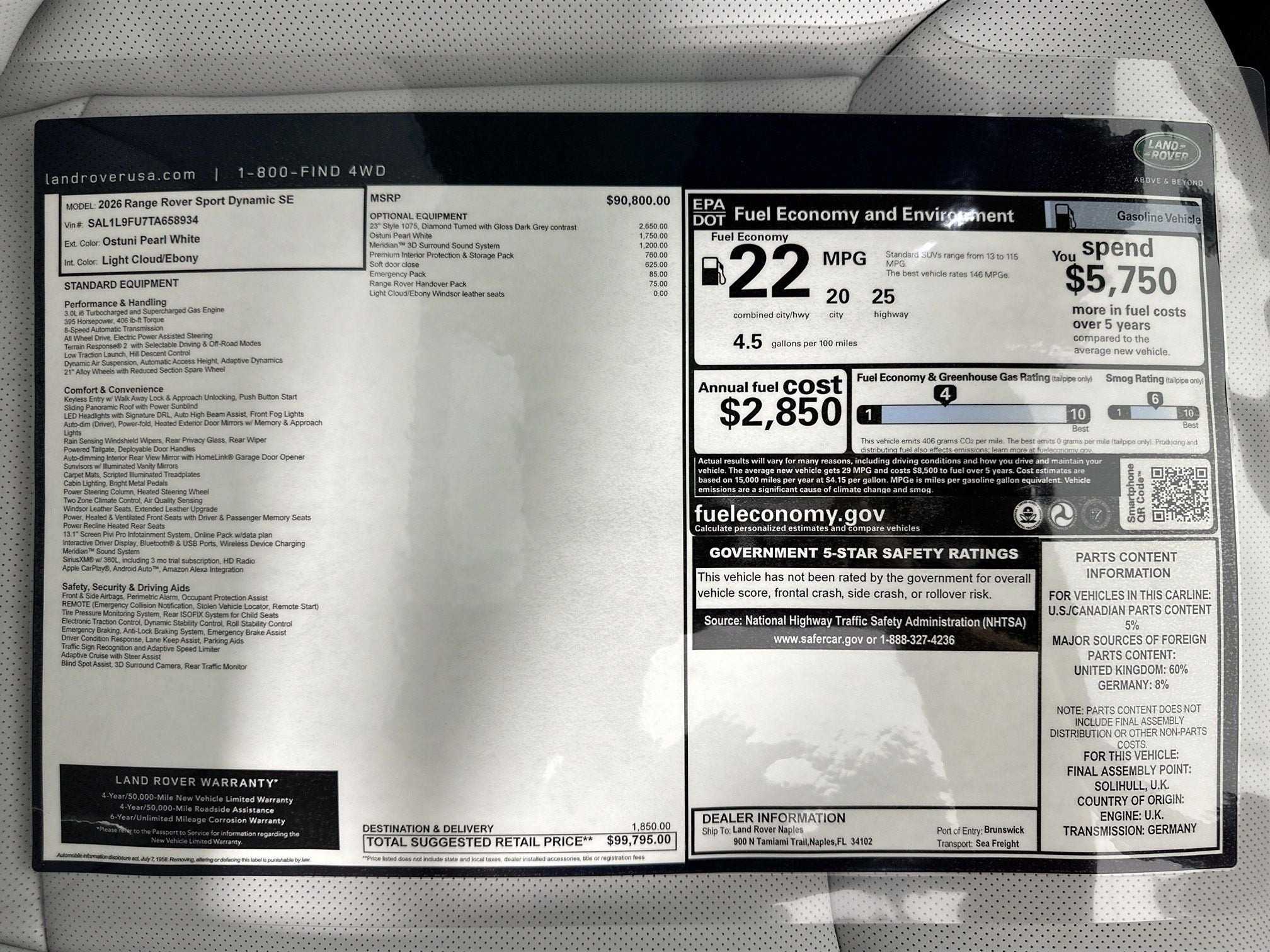 2026 Land Rover Range Rover Sport Dynamic SE