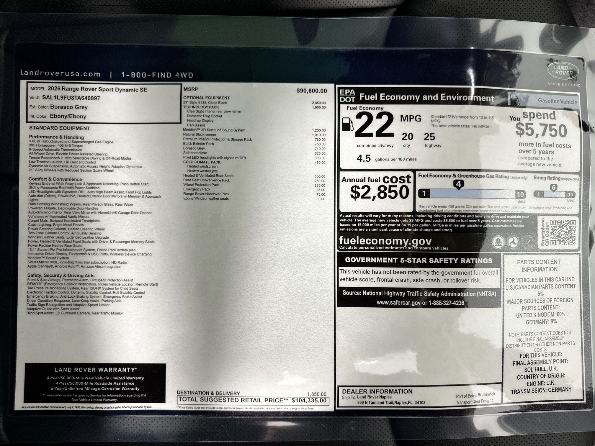 2026 Land Rover Range Rover Sport Dynamic SE