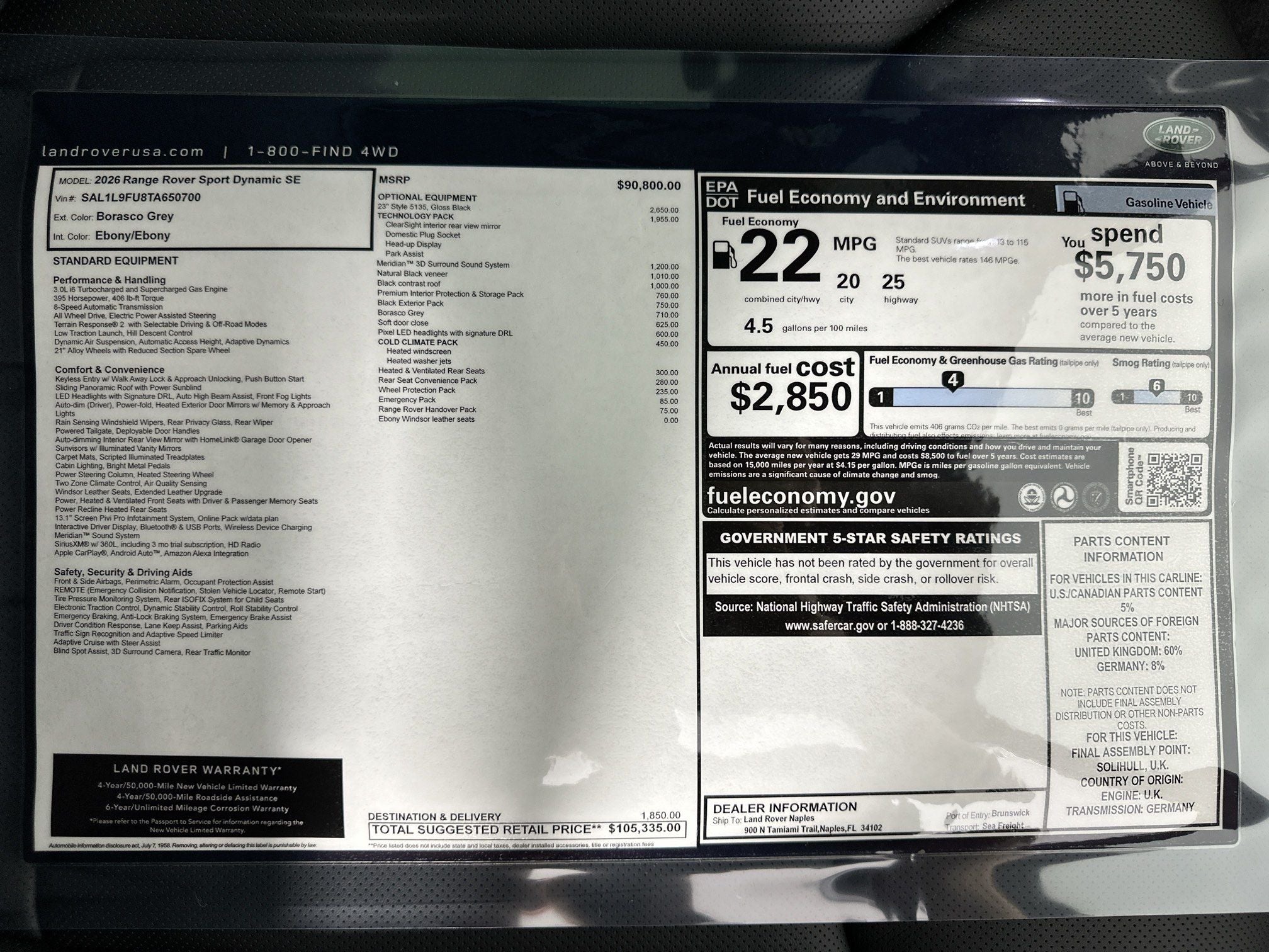 2026 Land Rover Range Rover Sport Dynamic SE