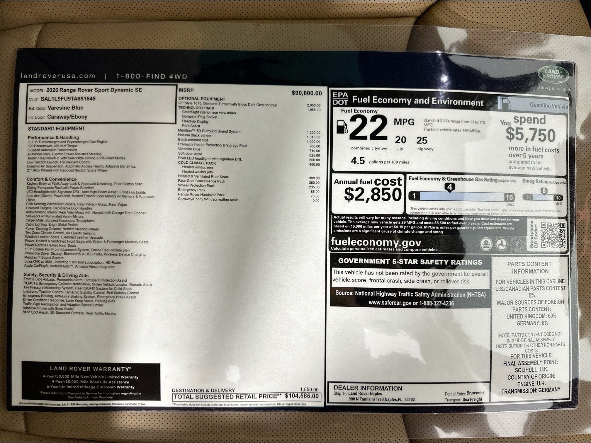 2026 Land Rover Range Rover Sport Dynamic SE