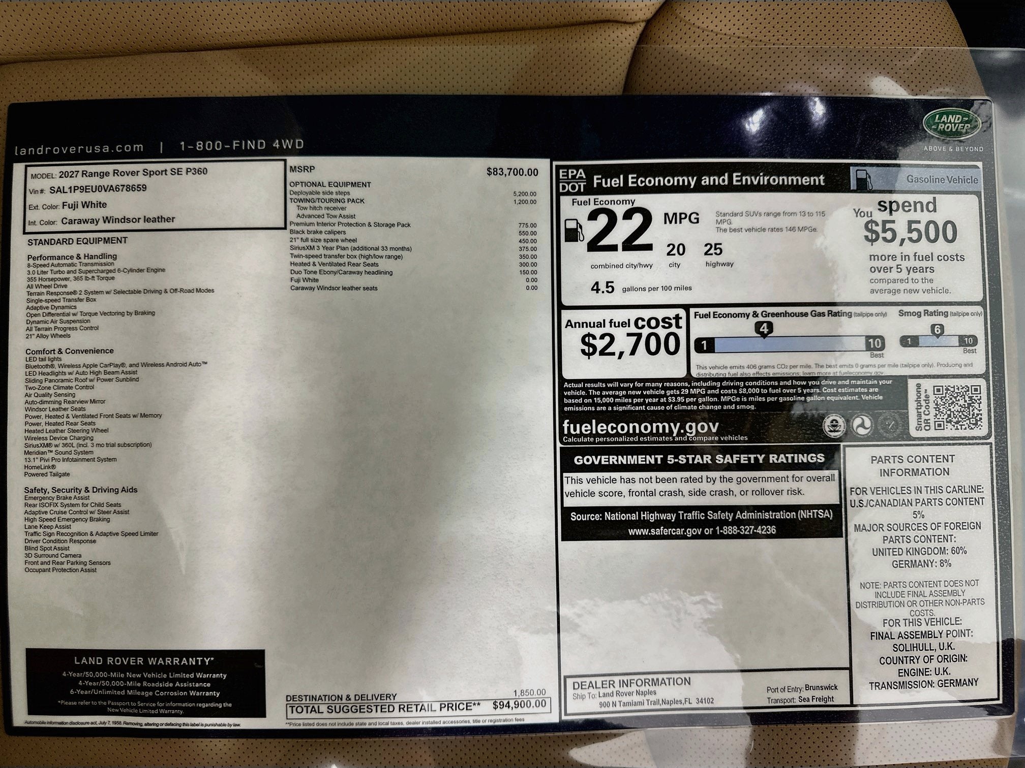2027 Land Rover Range Rover Sport SE