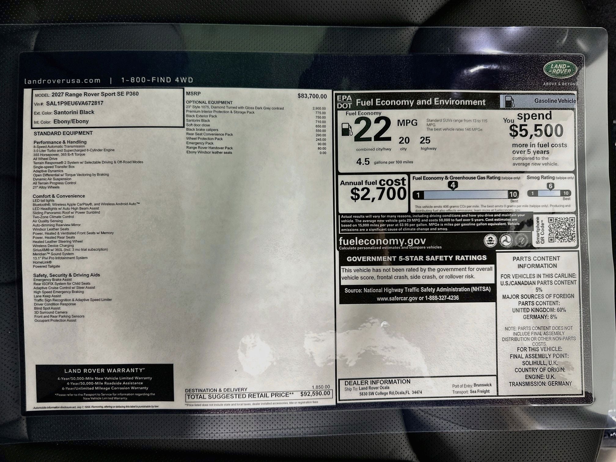 2027 Land Rover Range Rover Sport SE