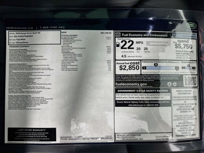2026 Land Rover Range Rover Sport SE