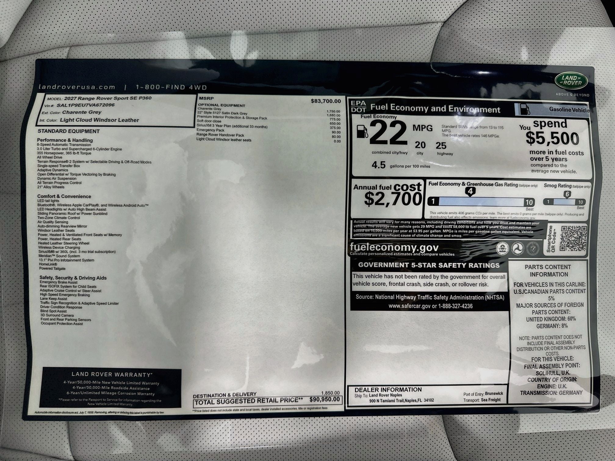 2027 Land Rover Range Rover Sport SE