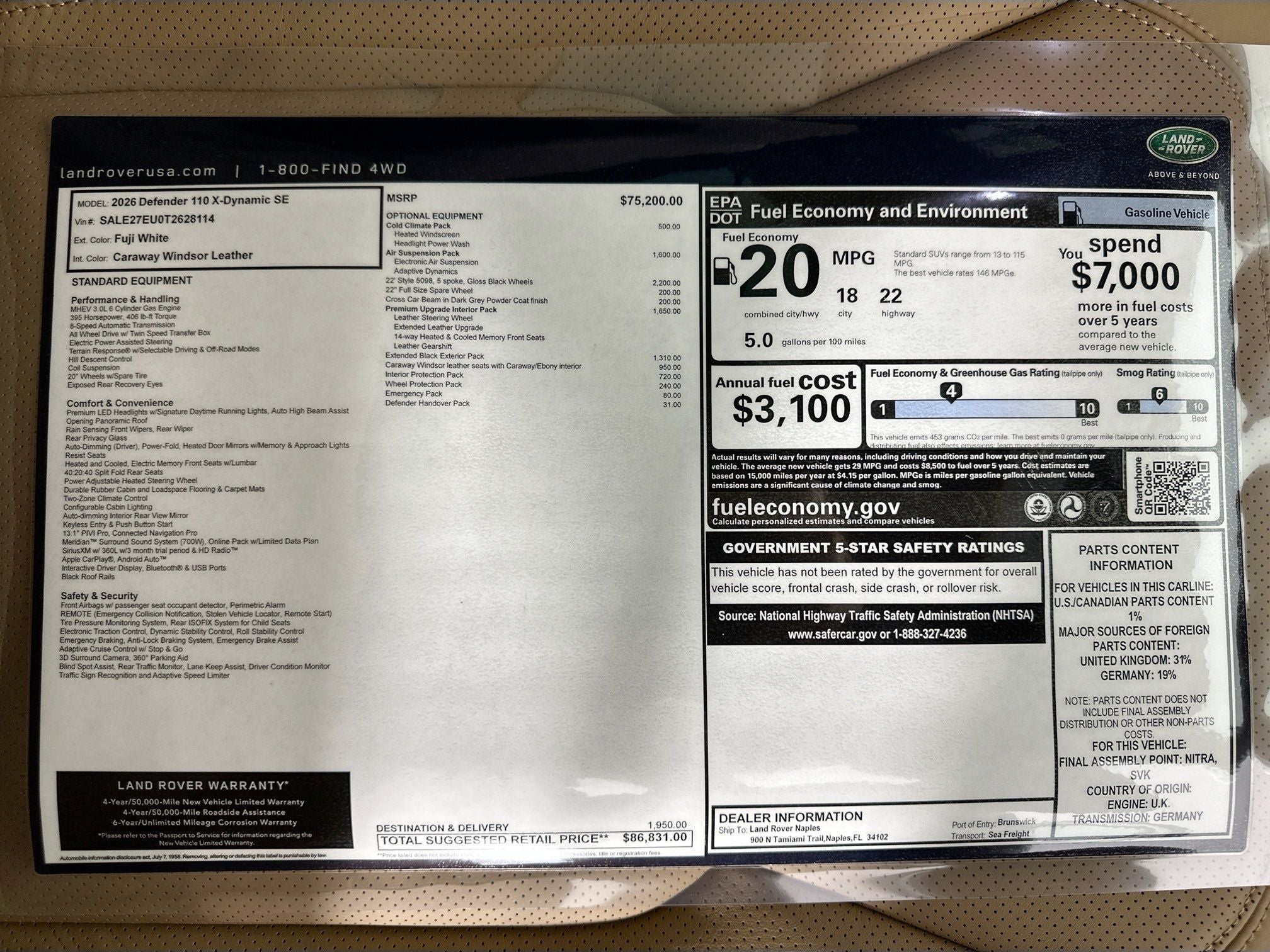 2026 Land Rover Defender 110 X-Dynamic SE