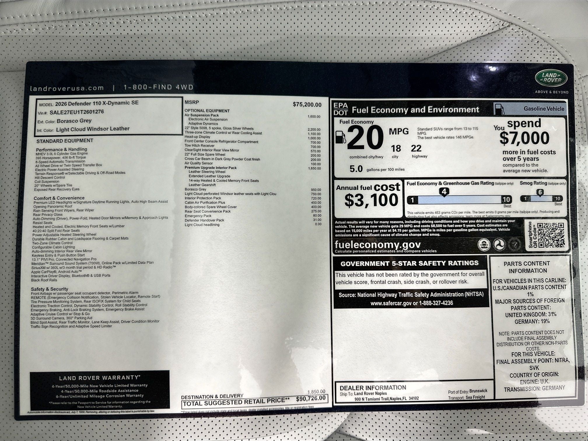 2026 Land Rover Defender 110 X-Dynamic SE