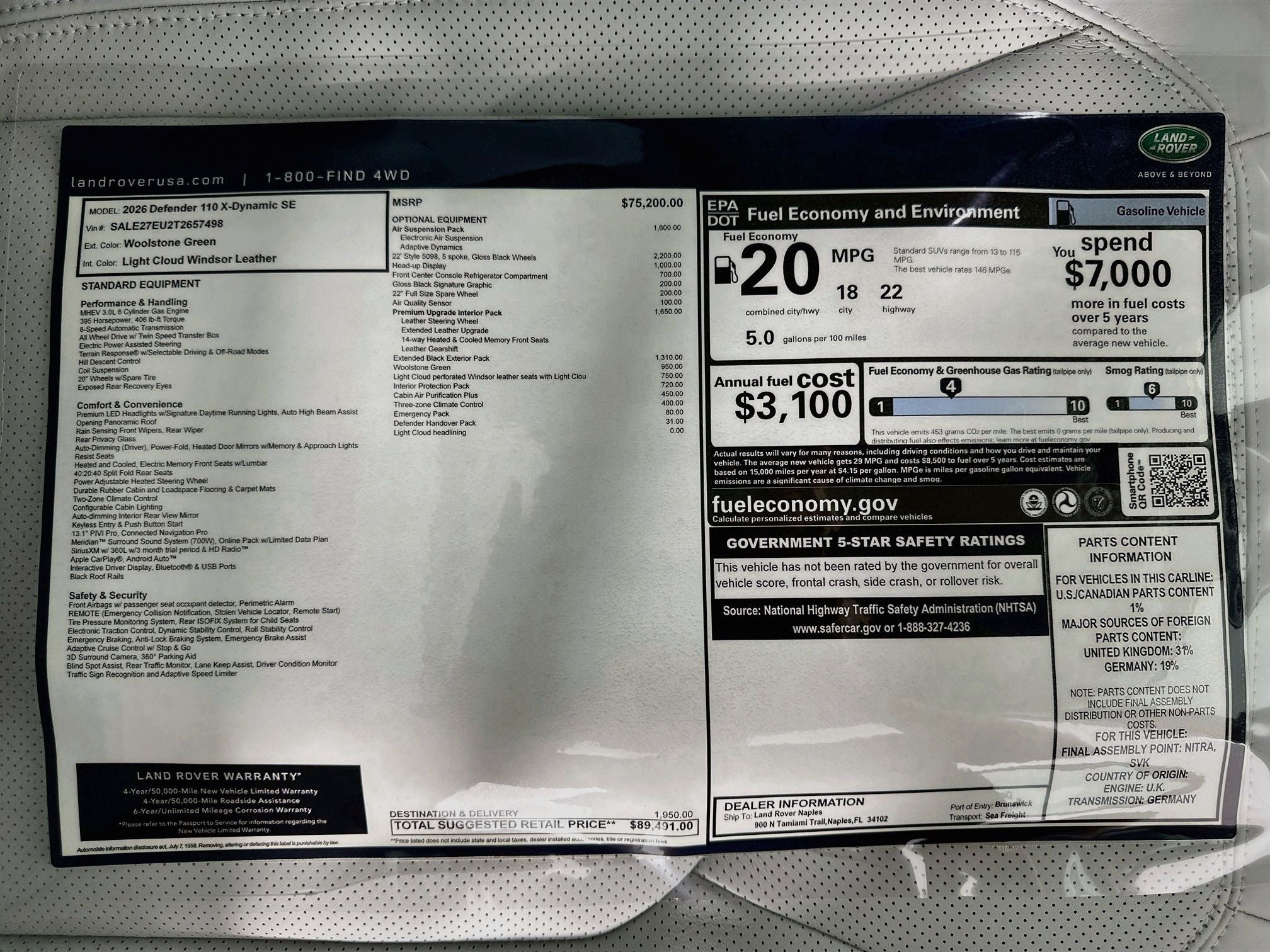 2026 Land Rover Defender 110 X-Dynamic SE