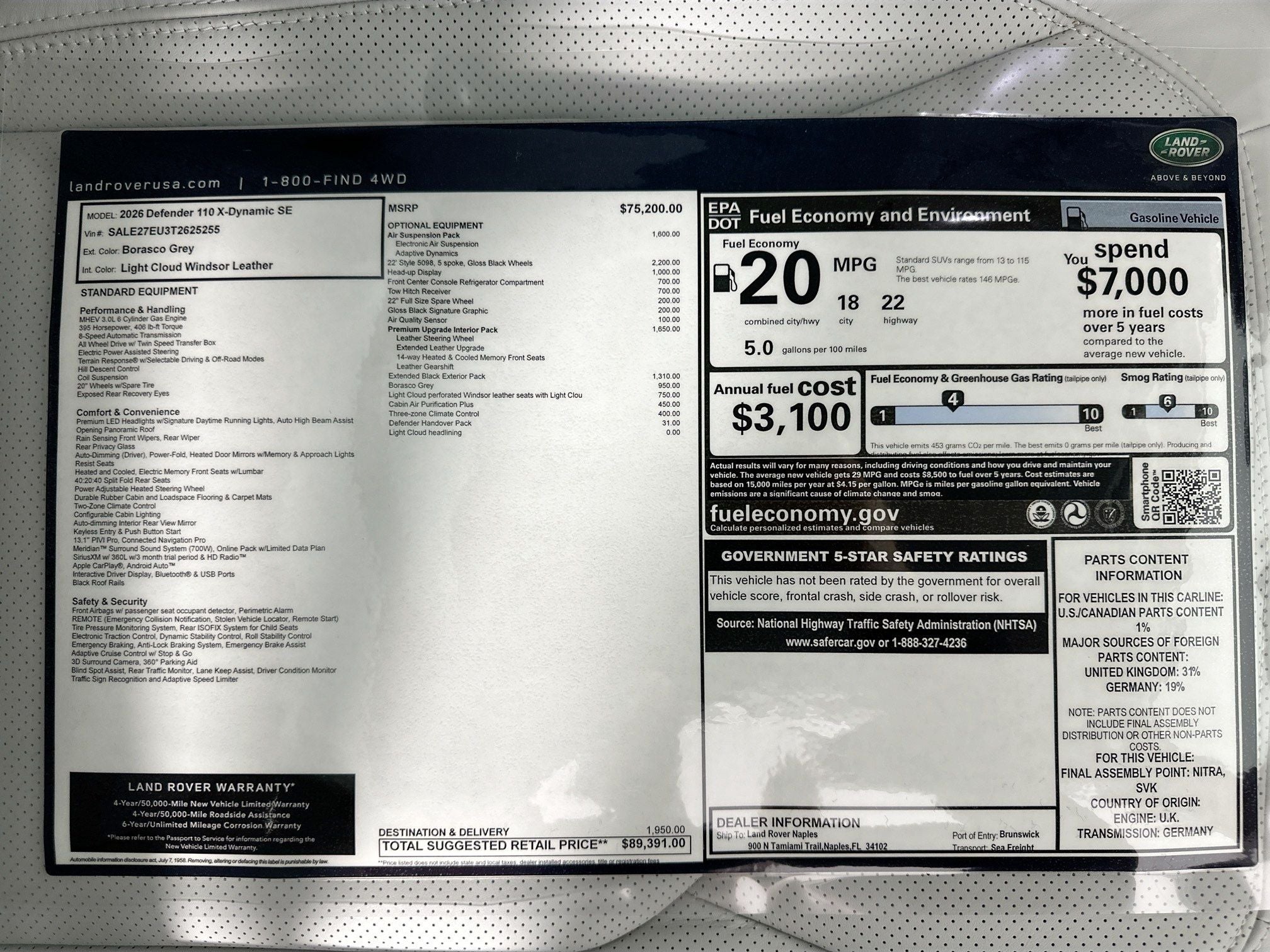 2026 Land Rover Defender 110 X-Dynamic SE