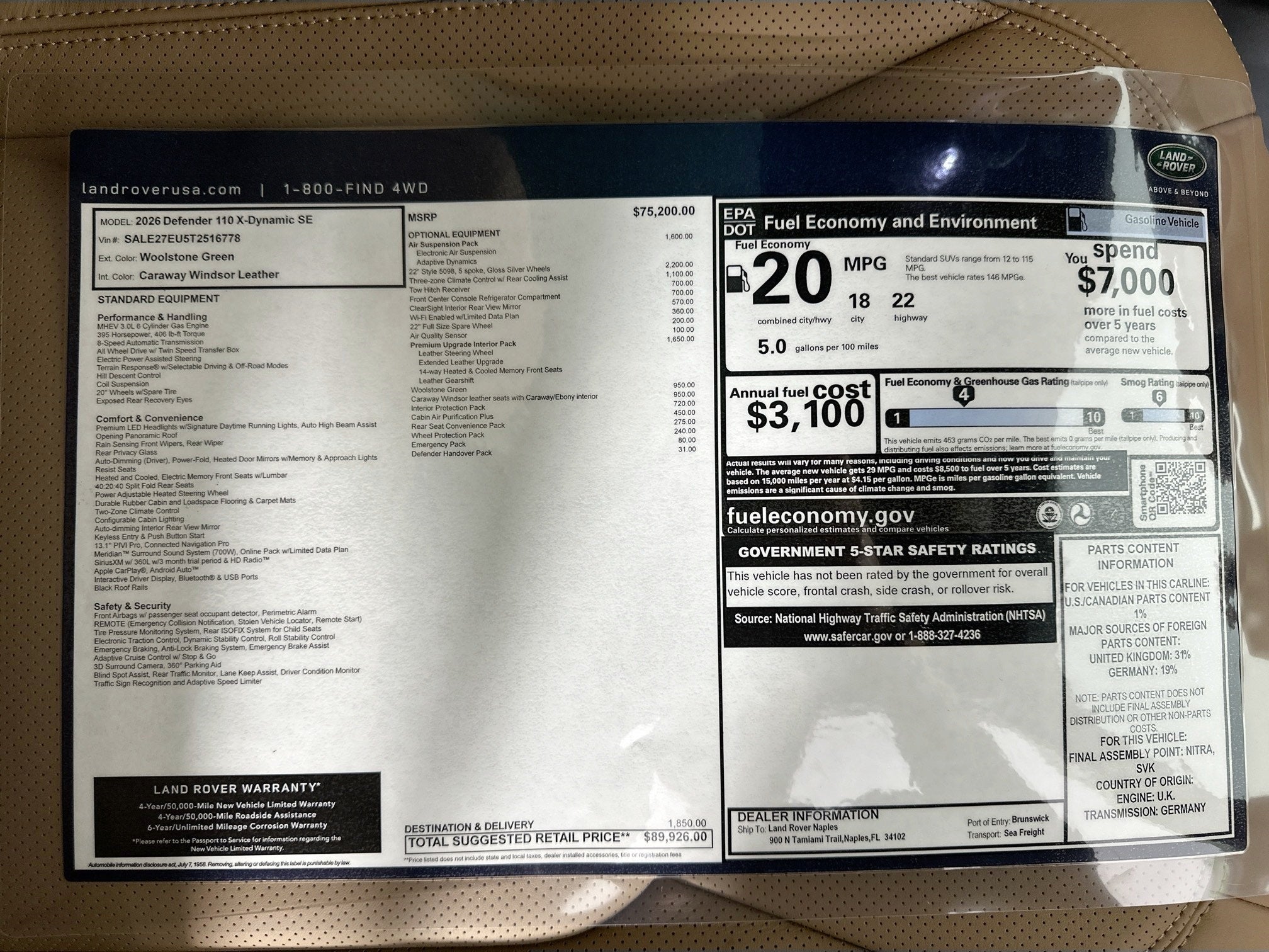 2026 Land Rover Defender 110 X-Dynamic SE