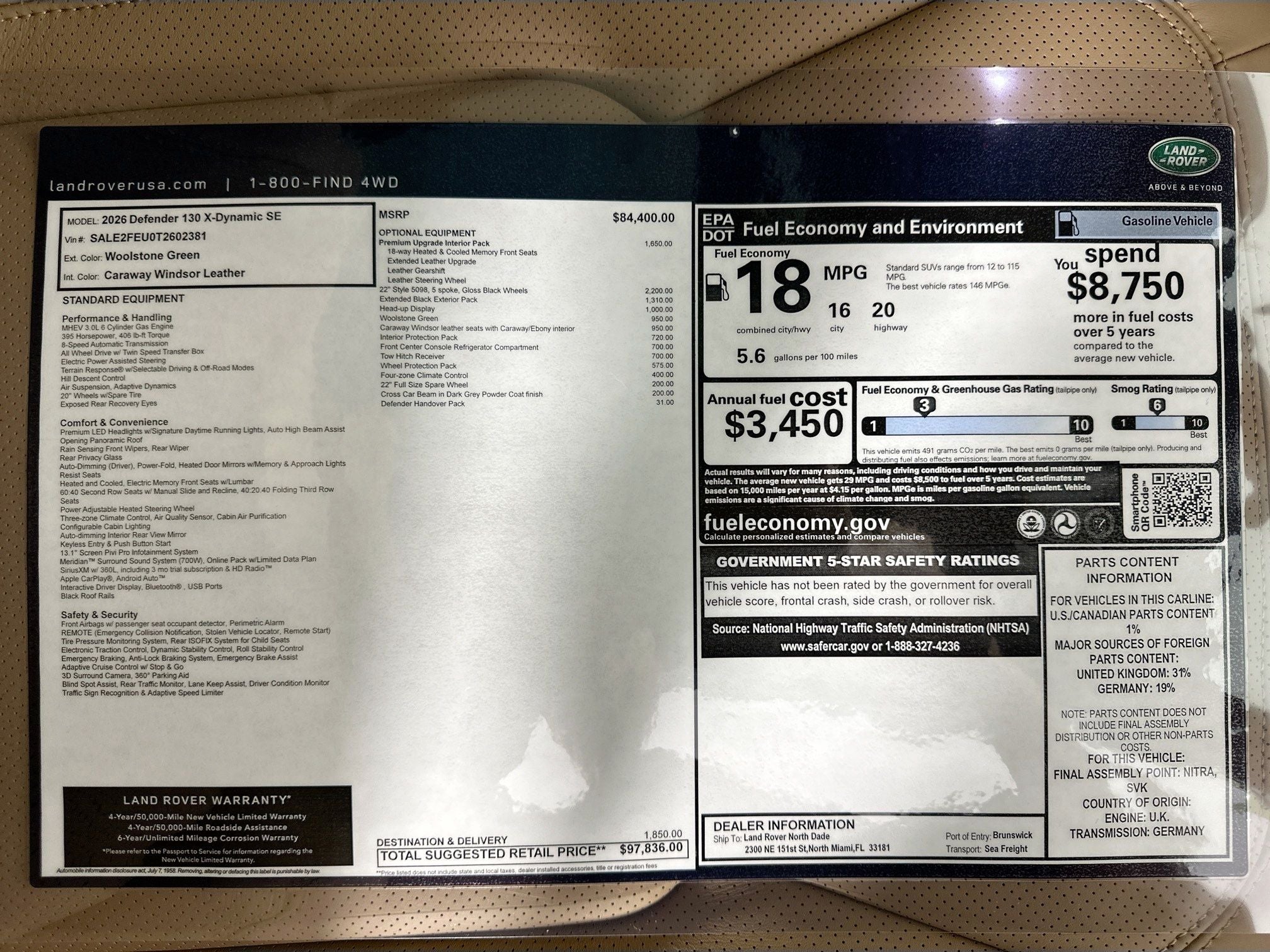 2026 Land Rover Defender 130 X-Dynamic SE