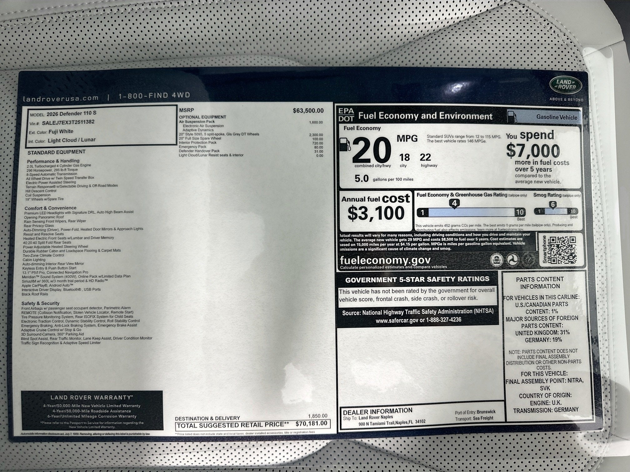 2026 Land Rover Defender 110 S