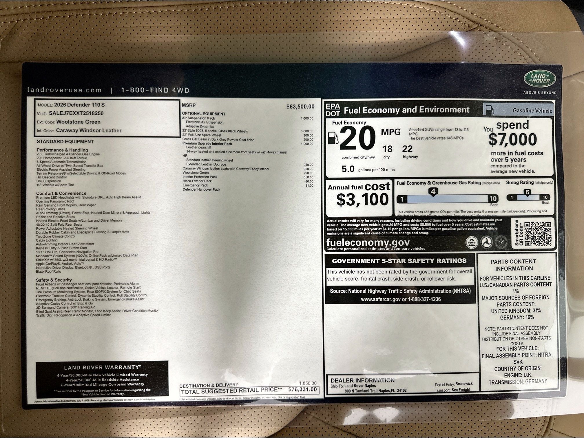 2026 Land Rover Defender 110 S