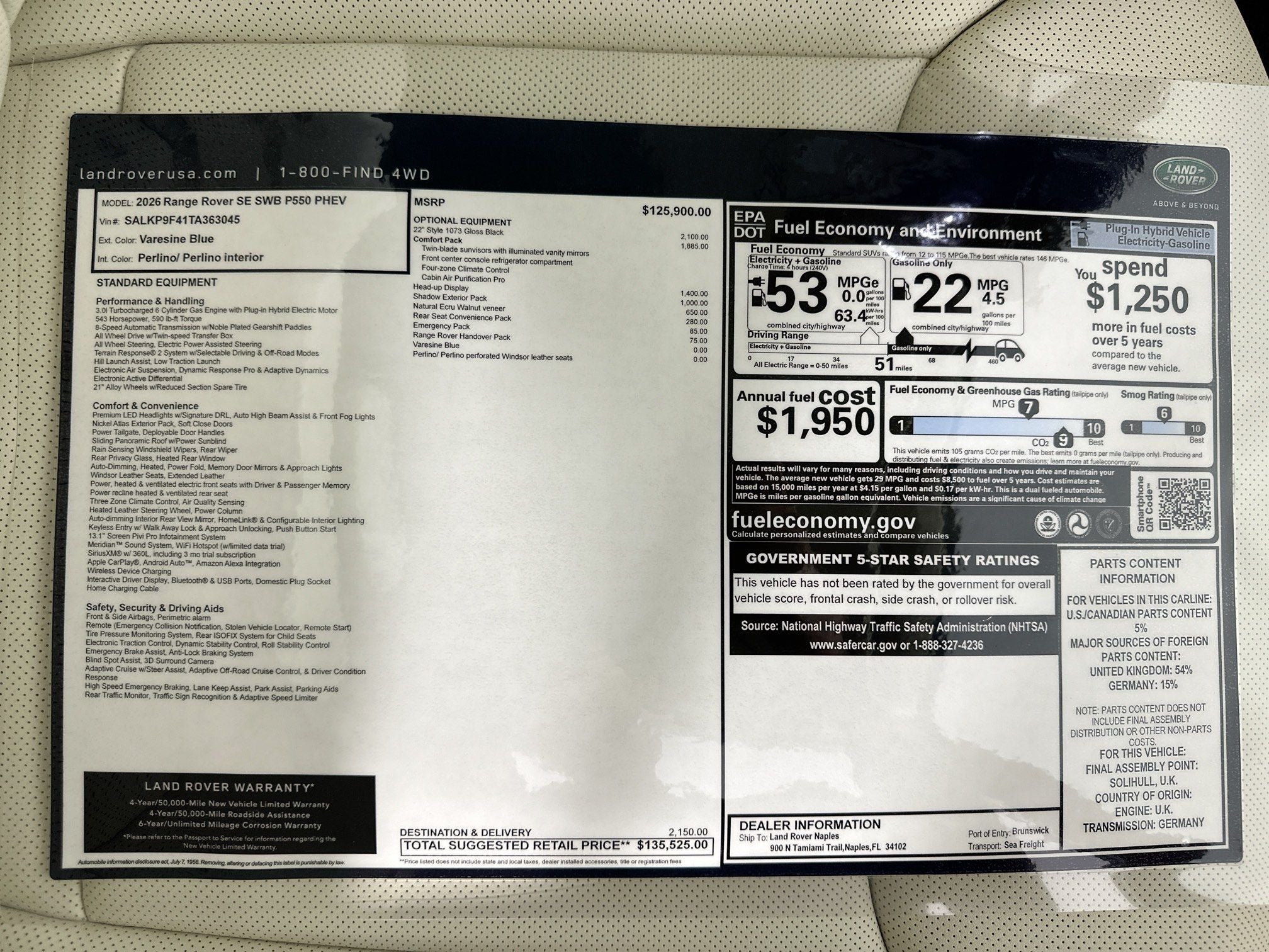 2026 Land Rover Range Rover Plug-In Hybrid SE