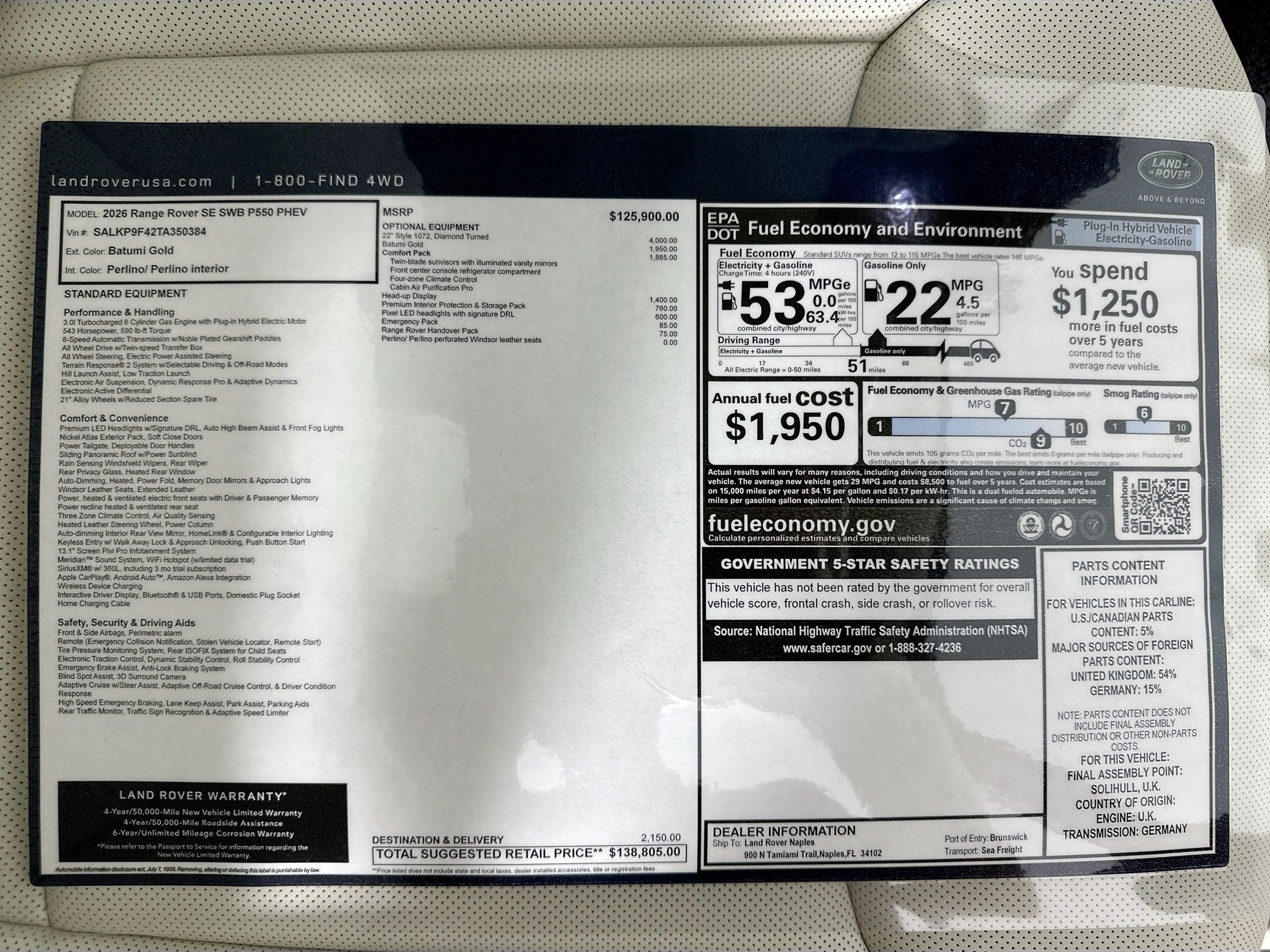2026 Land Rover Range Rover Plug-In Hybrid SE