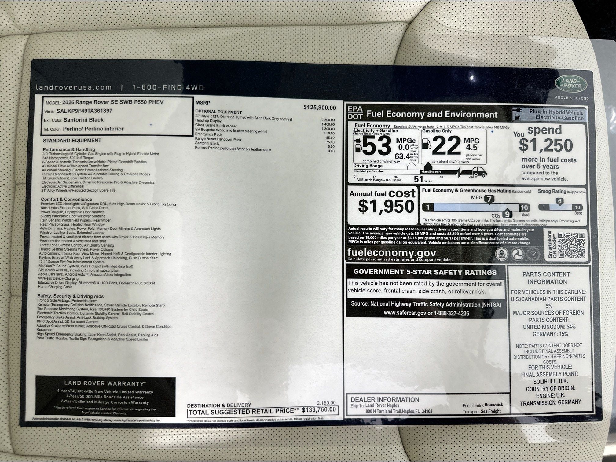 2026 Land Rover Range Rover Plug-In Hybrid SE