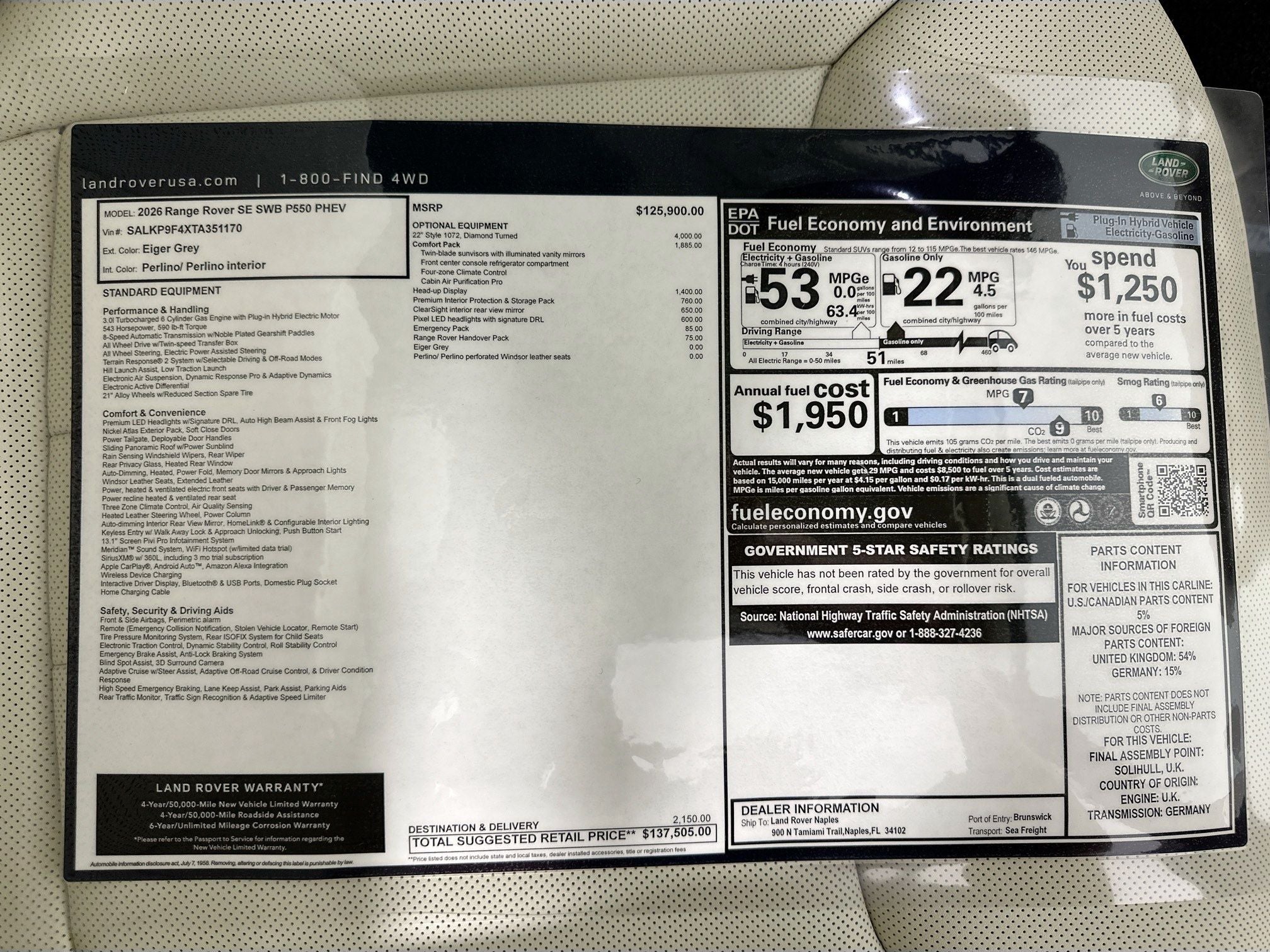 2026 Land Rover Range Rover Plug-In Hybrid SE