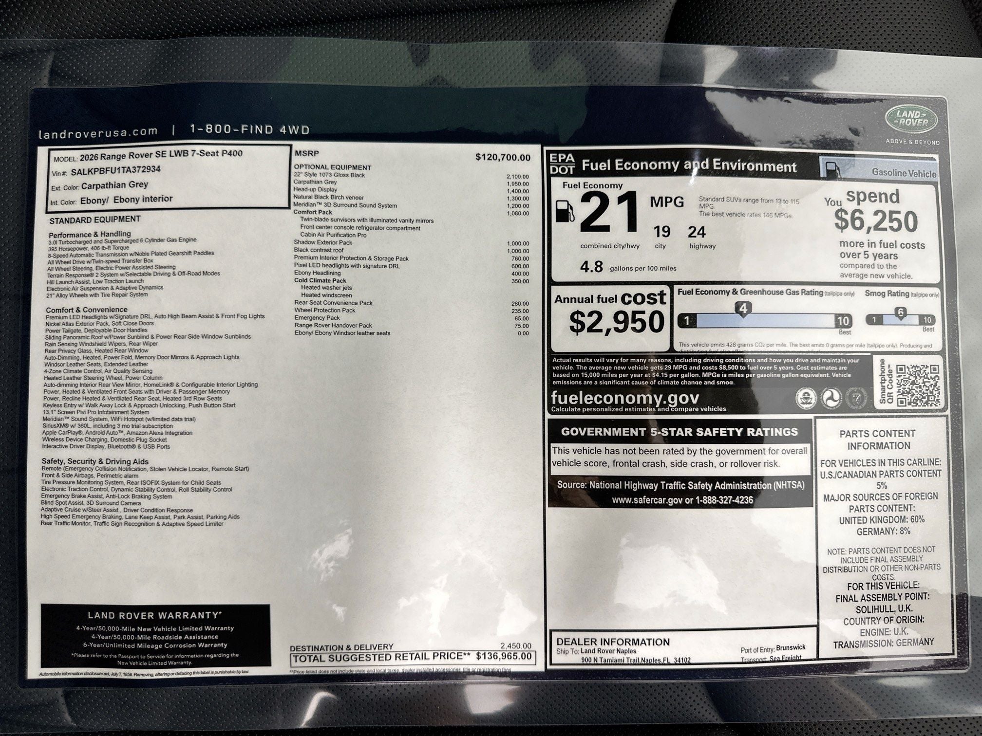 2026 Land Rover Range Rover SE LWB