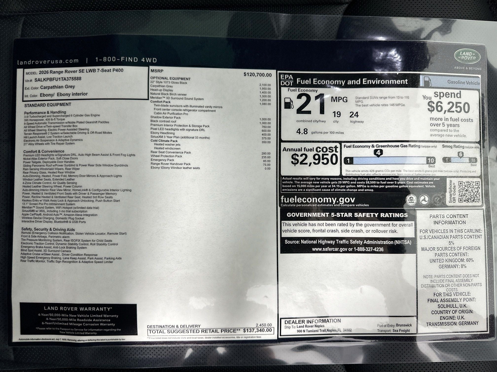 2026 Land Rover Range Rover SE LWB