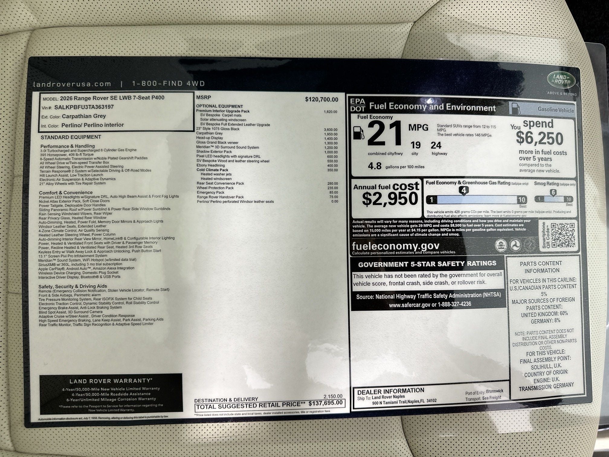 2026 Land Rover Range Rover SE LWB