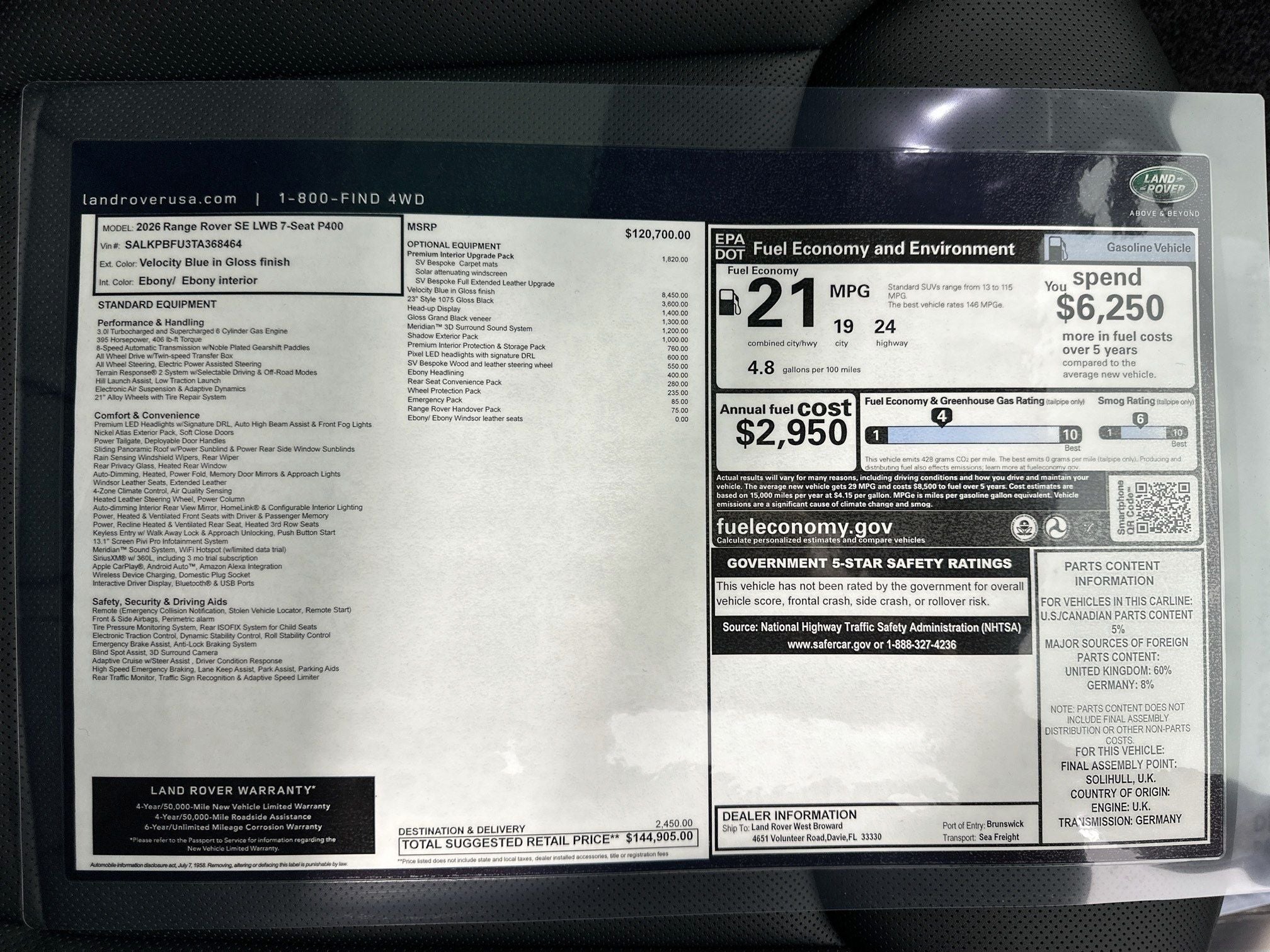 2026 Land Rover Range Rover SE LWB