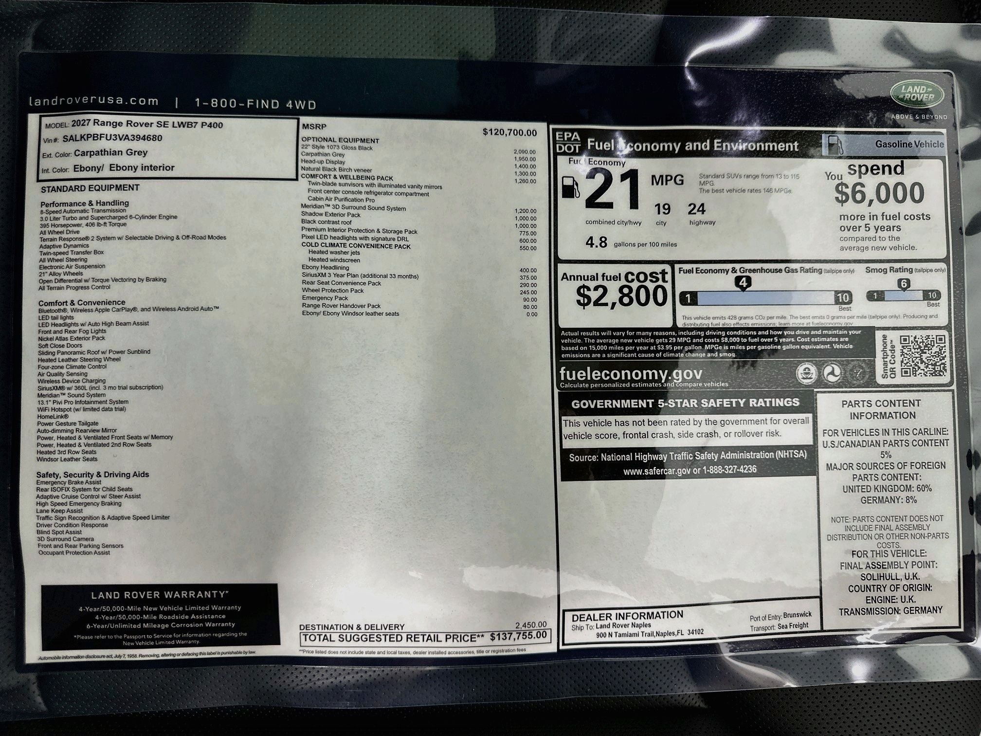 2027 Land Rover Range Rover SE LWB