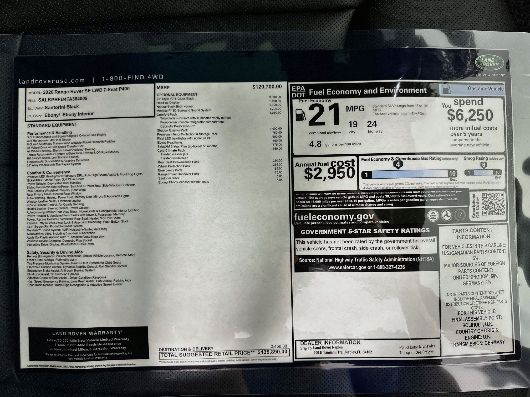 2026 Land Rover Range Rover SE LWB