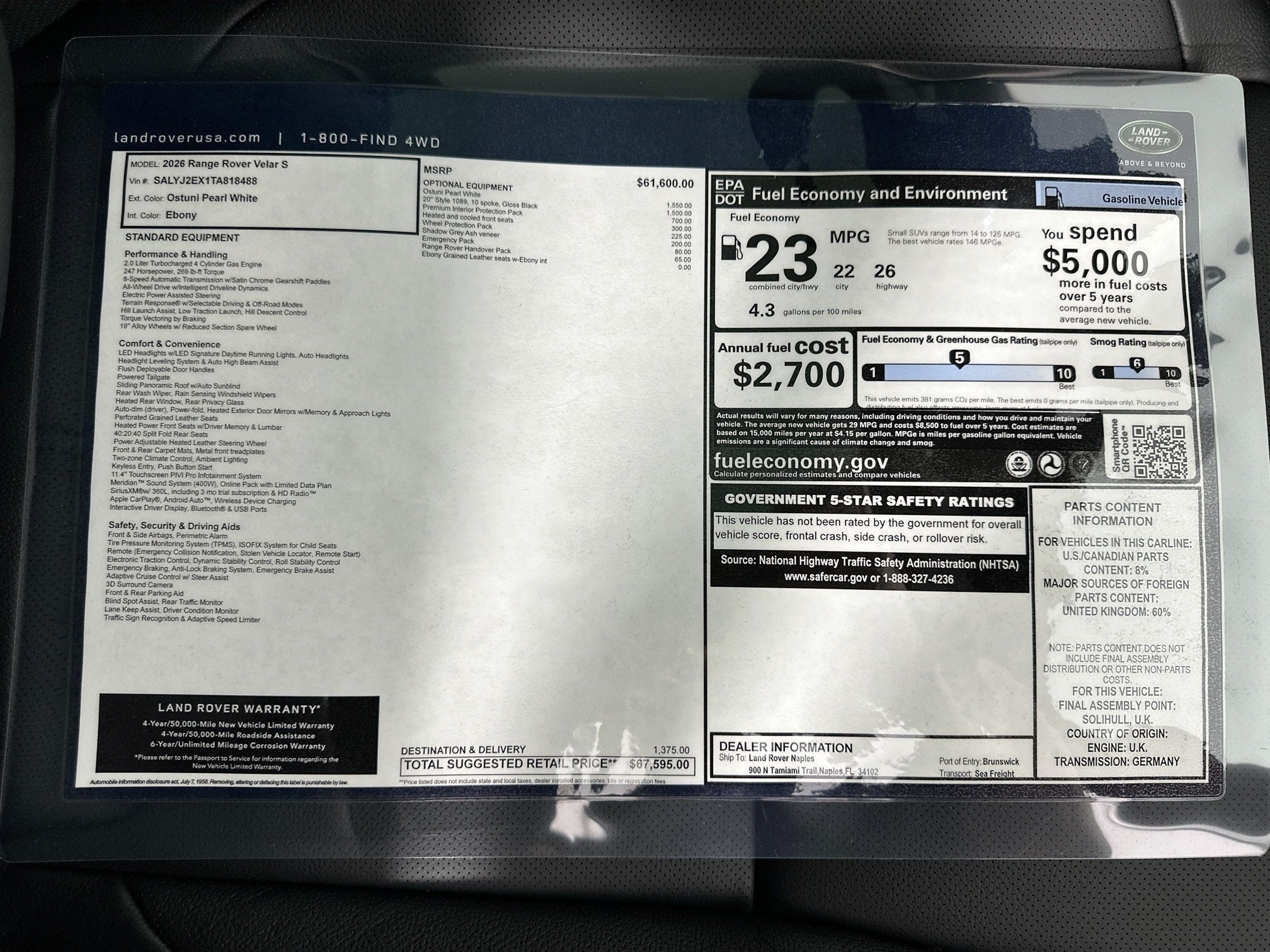 2026 Land Rover Range Rover Velar S