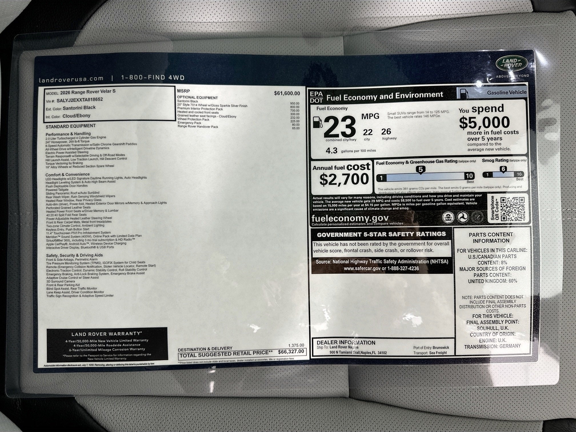 2026 Land Rover Range Rover Velar S