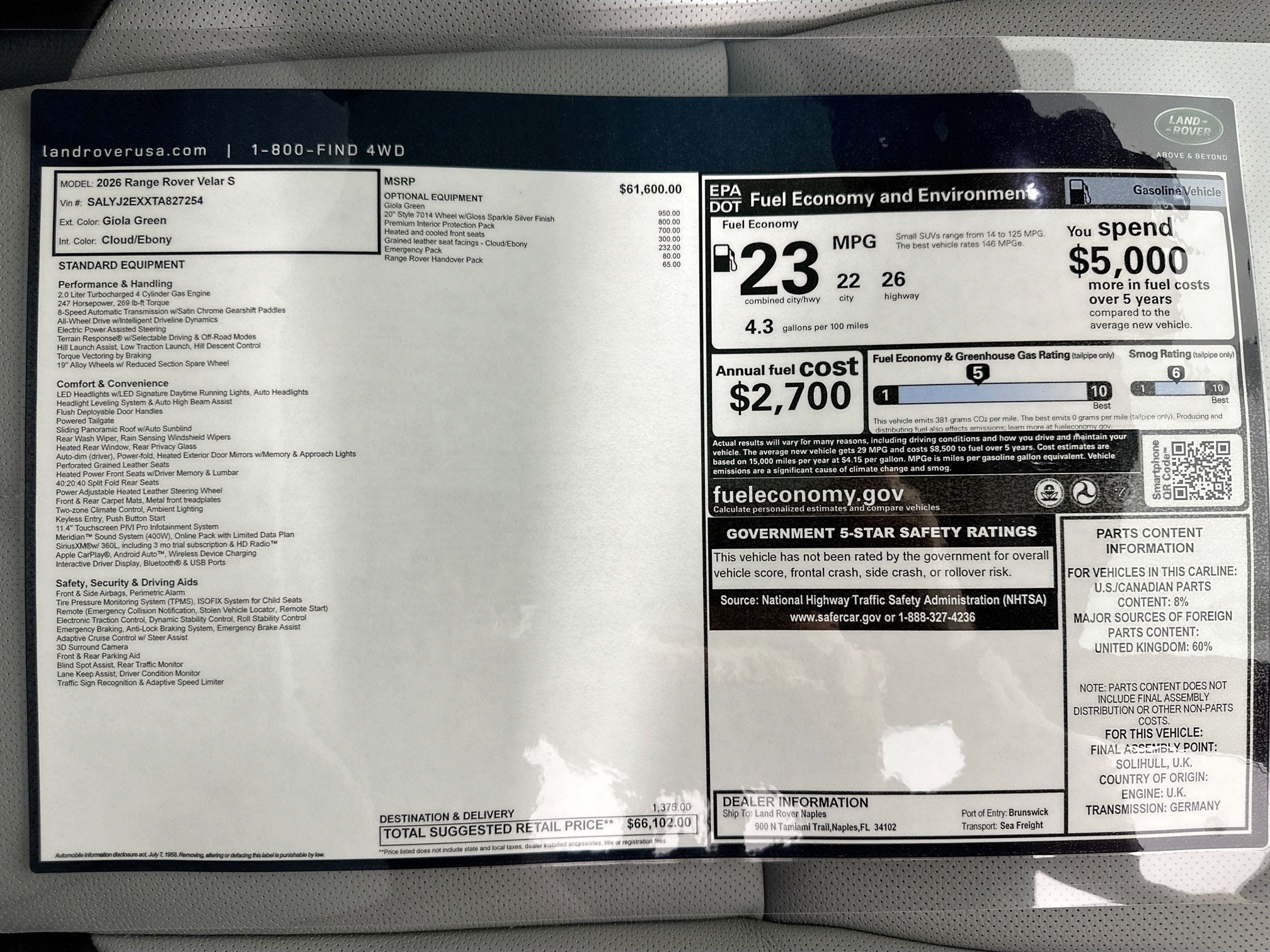 2026 Land Rover Range Rover Velar S