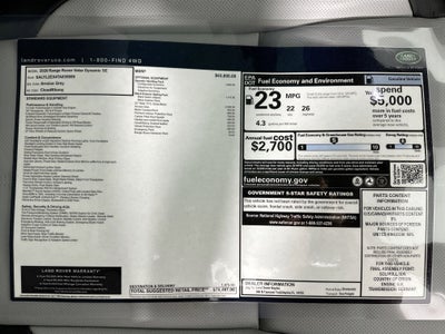 2026 Land Rover Range Rover Velar Dynamic SE