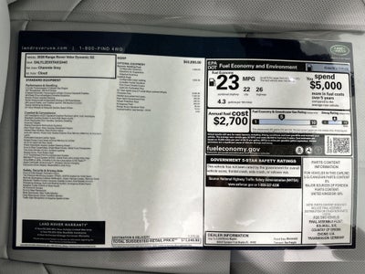 2026 Land Rover Range Rover Velar Dynamic SE