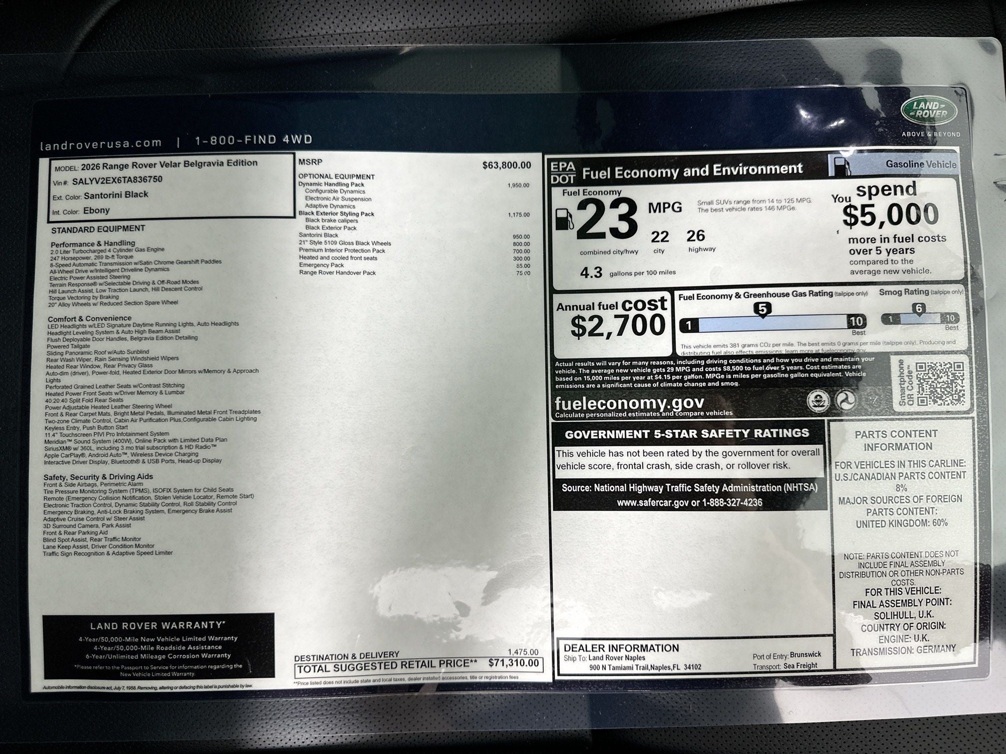 2026 Land Rover Range Rover Velar P250 Base