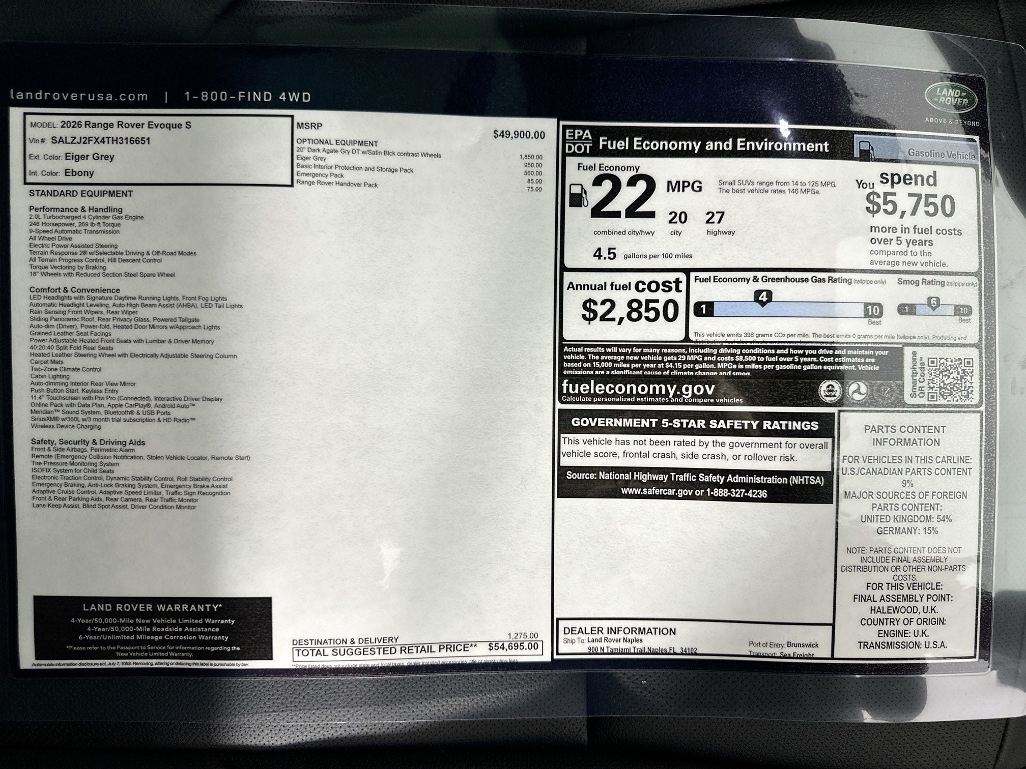 2026 Land Rover Range Rover Evoque S