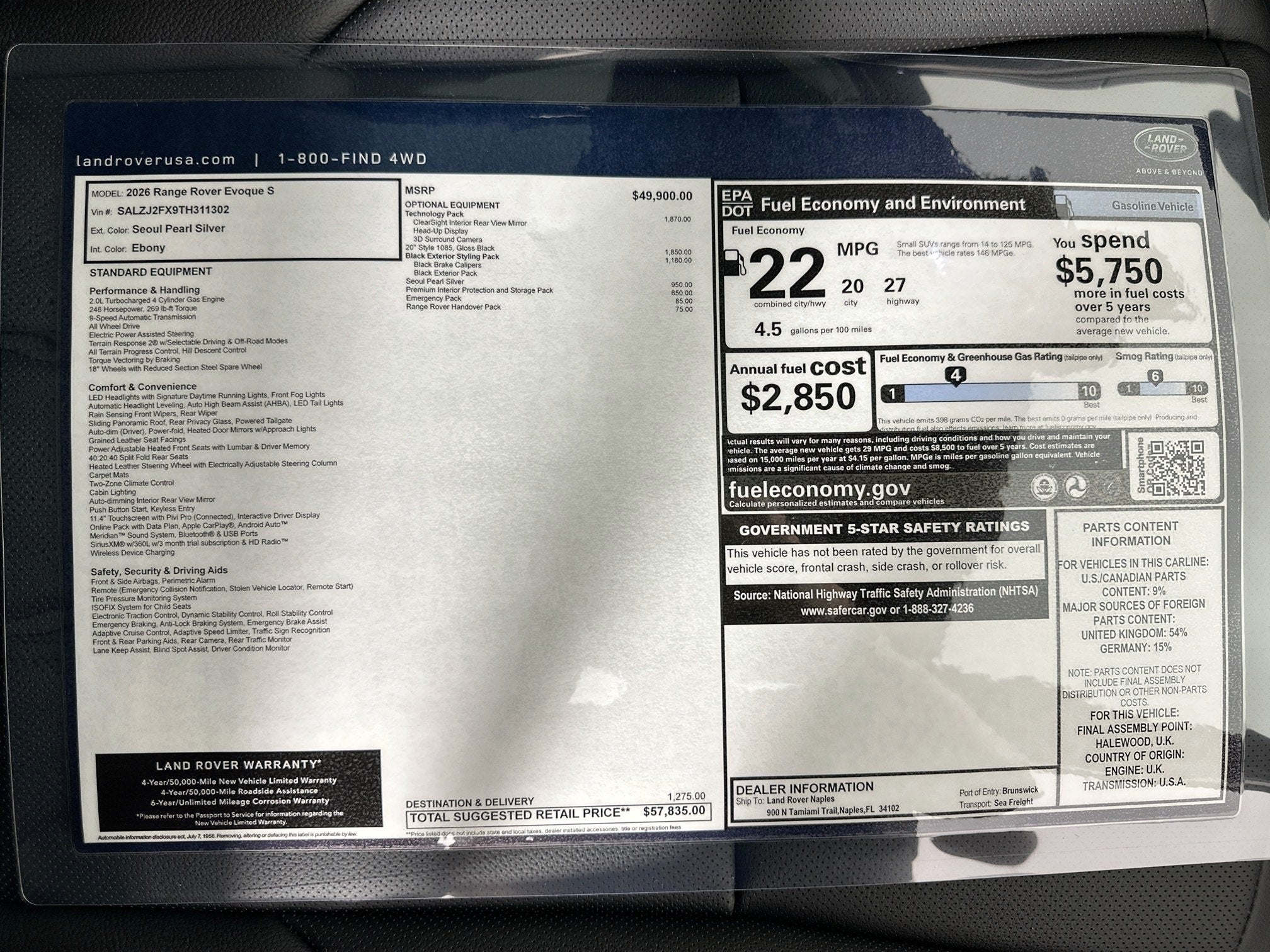 2026 Land Rover Range Rover Evoque S