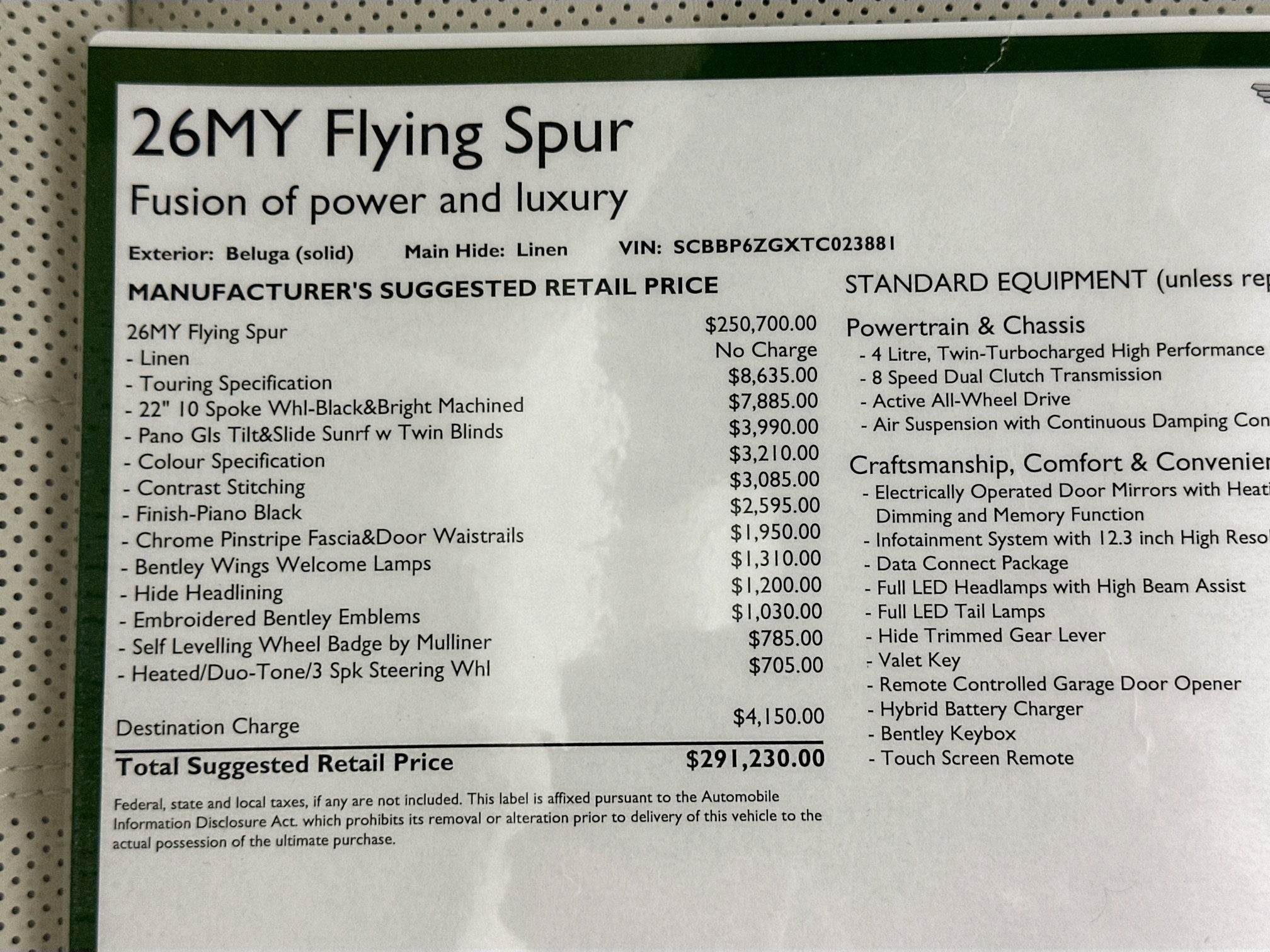 2026 Bentley Flying Spur Base