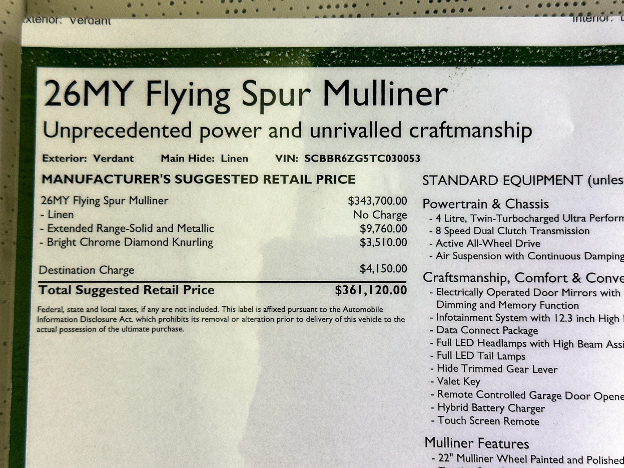 2026 Bentley Flying Spur Mulliner
